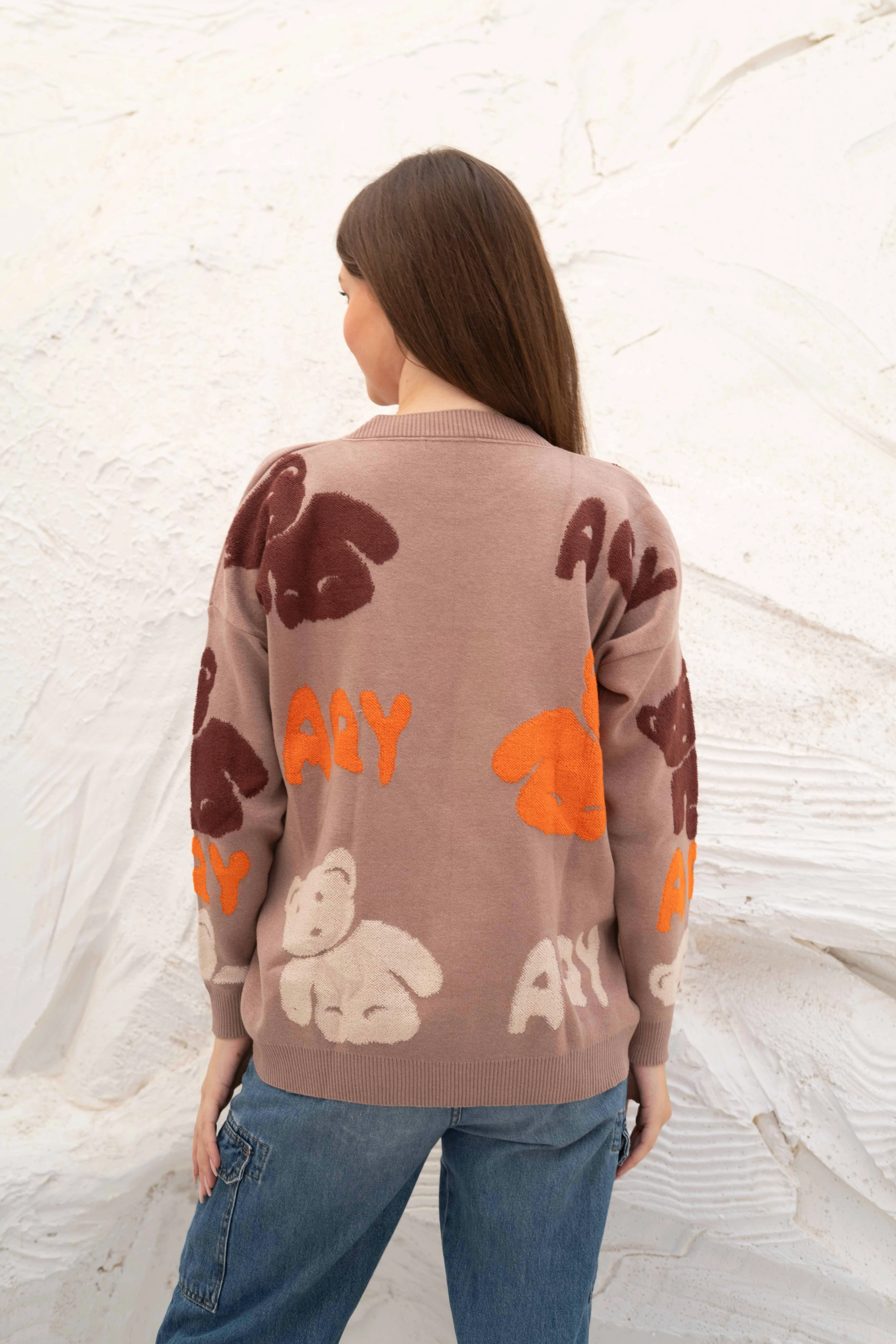 Beige Teddy Bear Oversized Pullover - Image 7