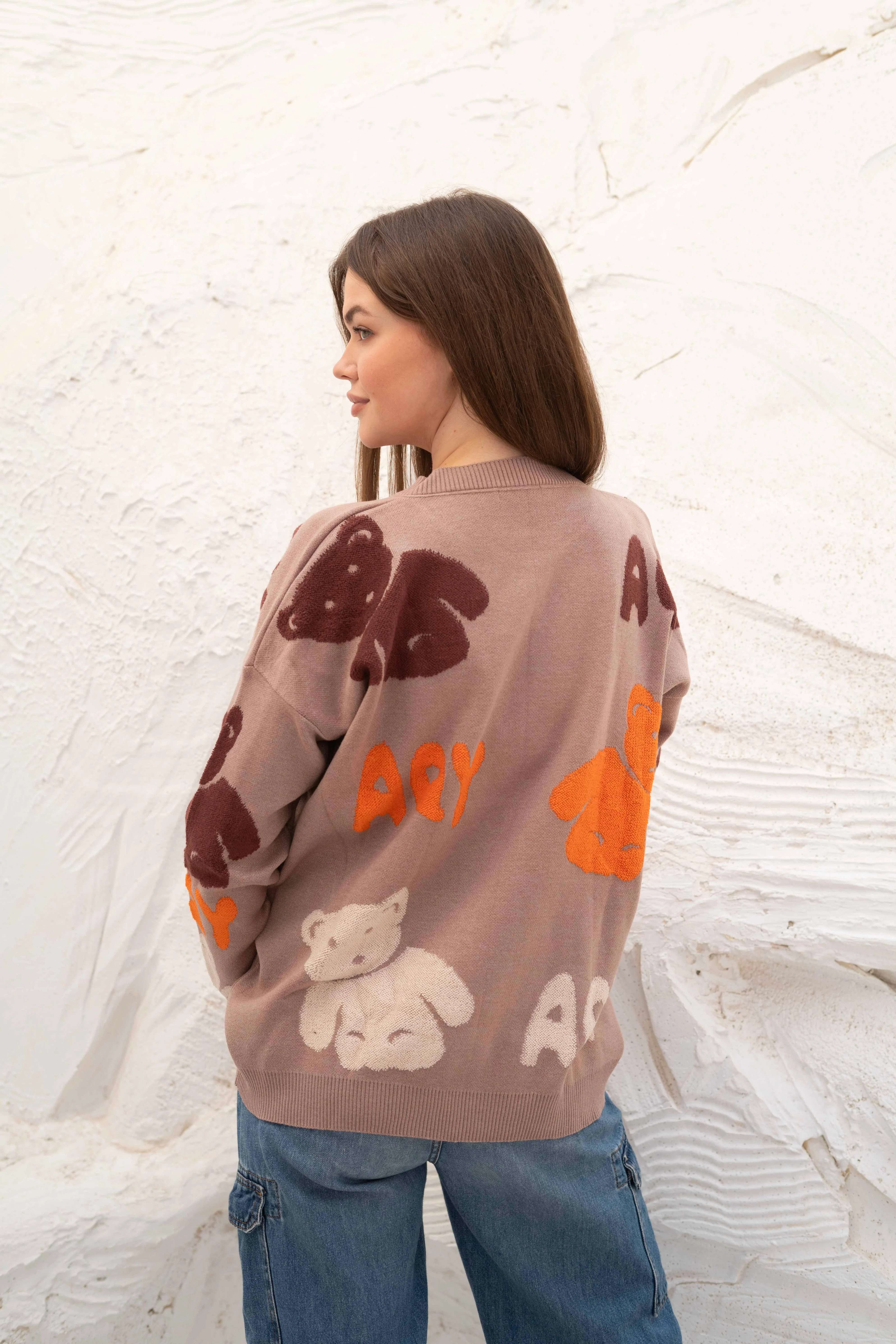 Beige Teddy Bear Oversized Pullover - Image 8