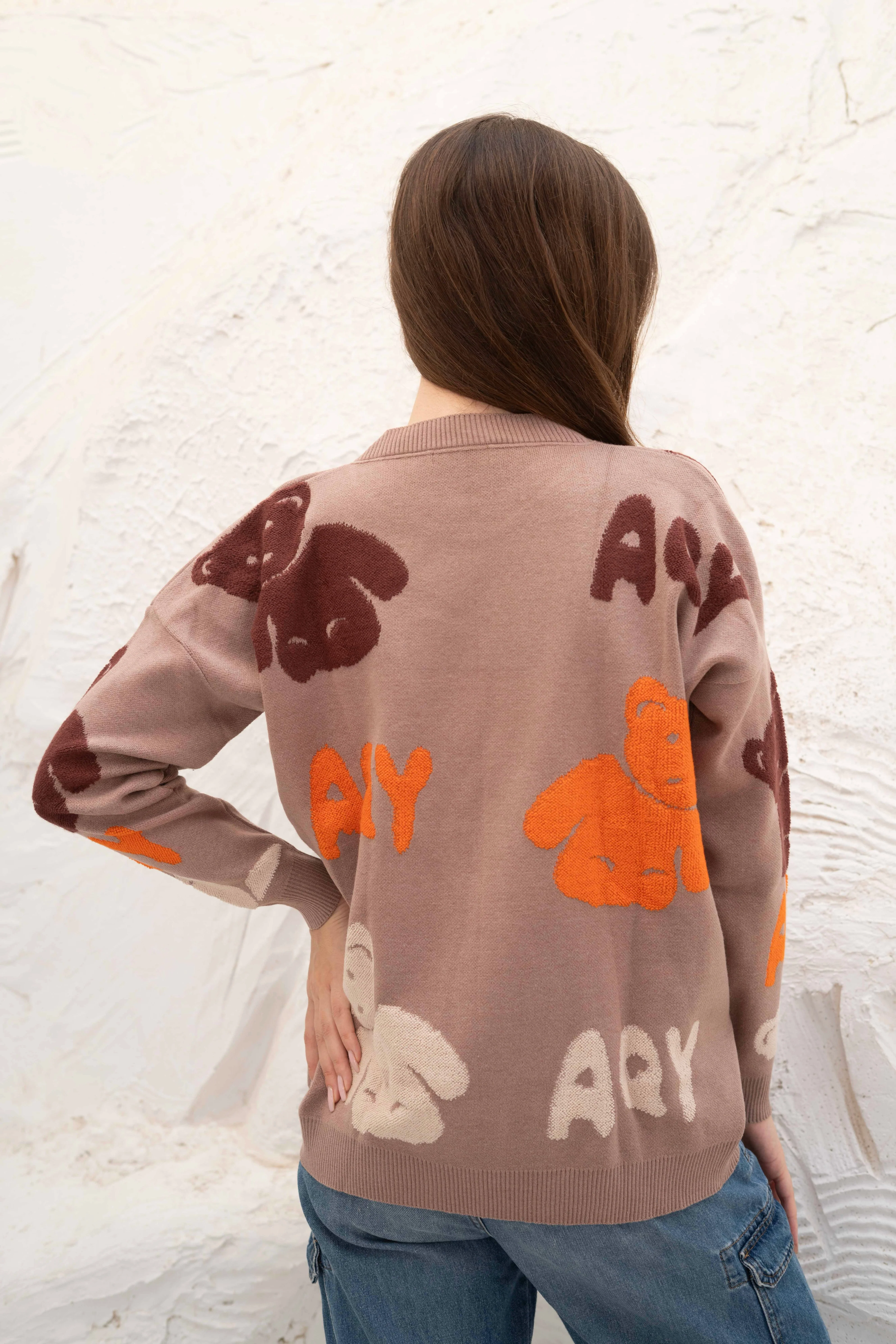 Beige Teddy Bear Oversized Pullover - Image 9
