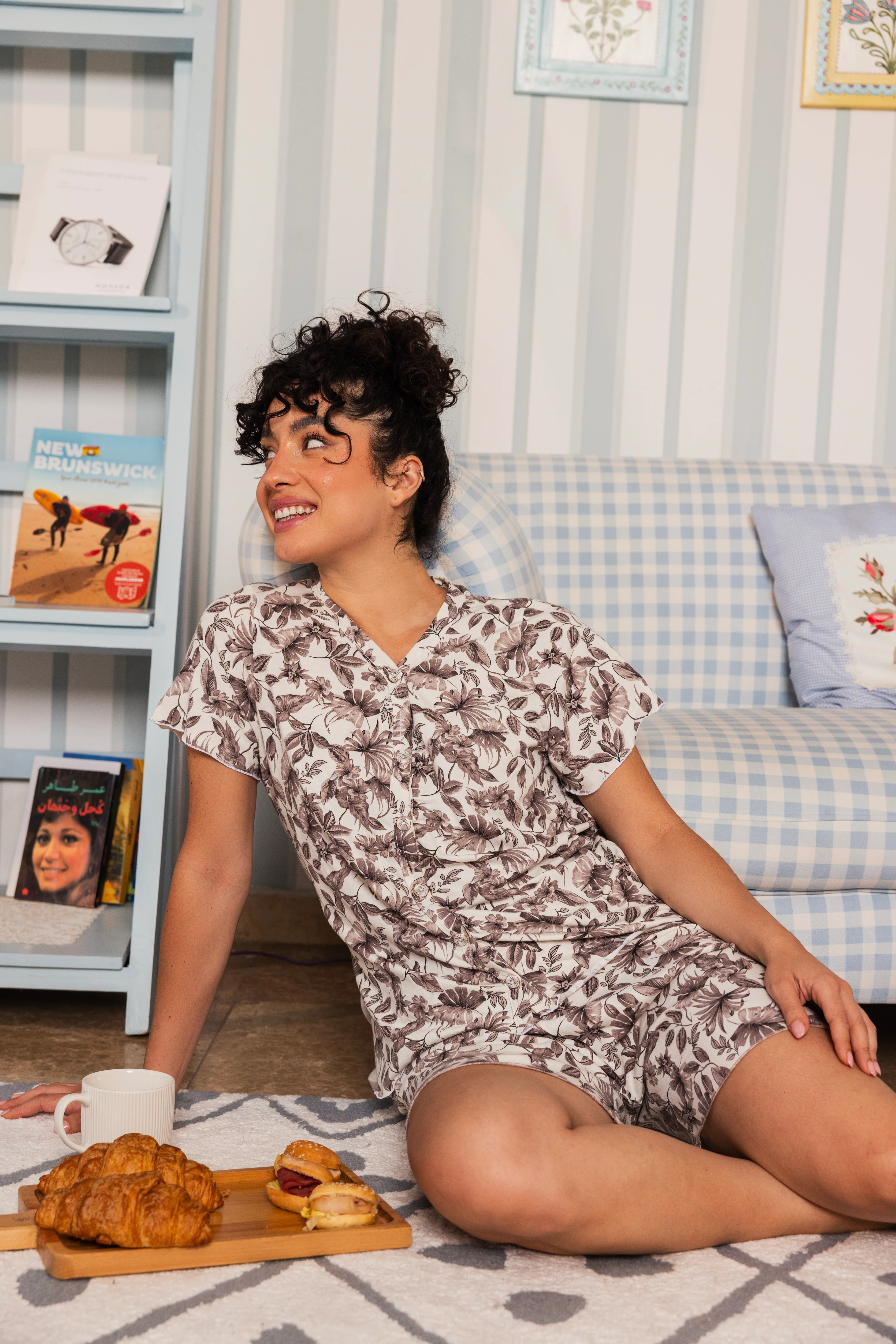 Brown Floral Cotton Pajama Collection - Image 6