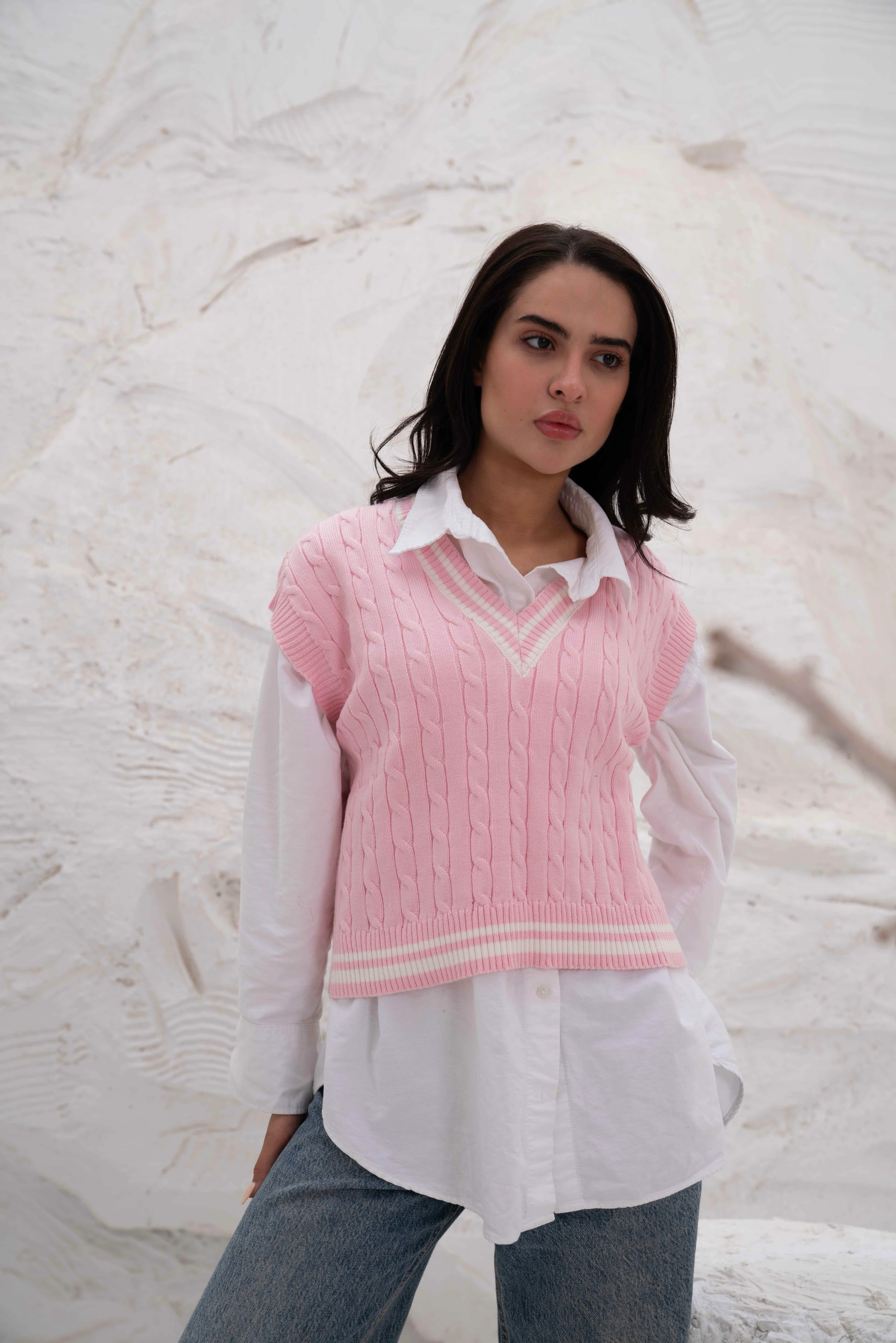 Cable Knit V-Neck Sweater Vest - Image 5