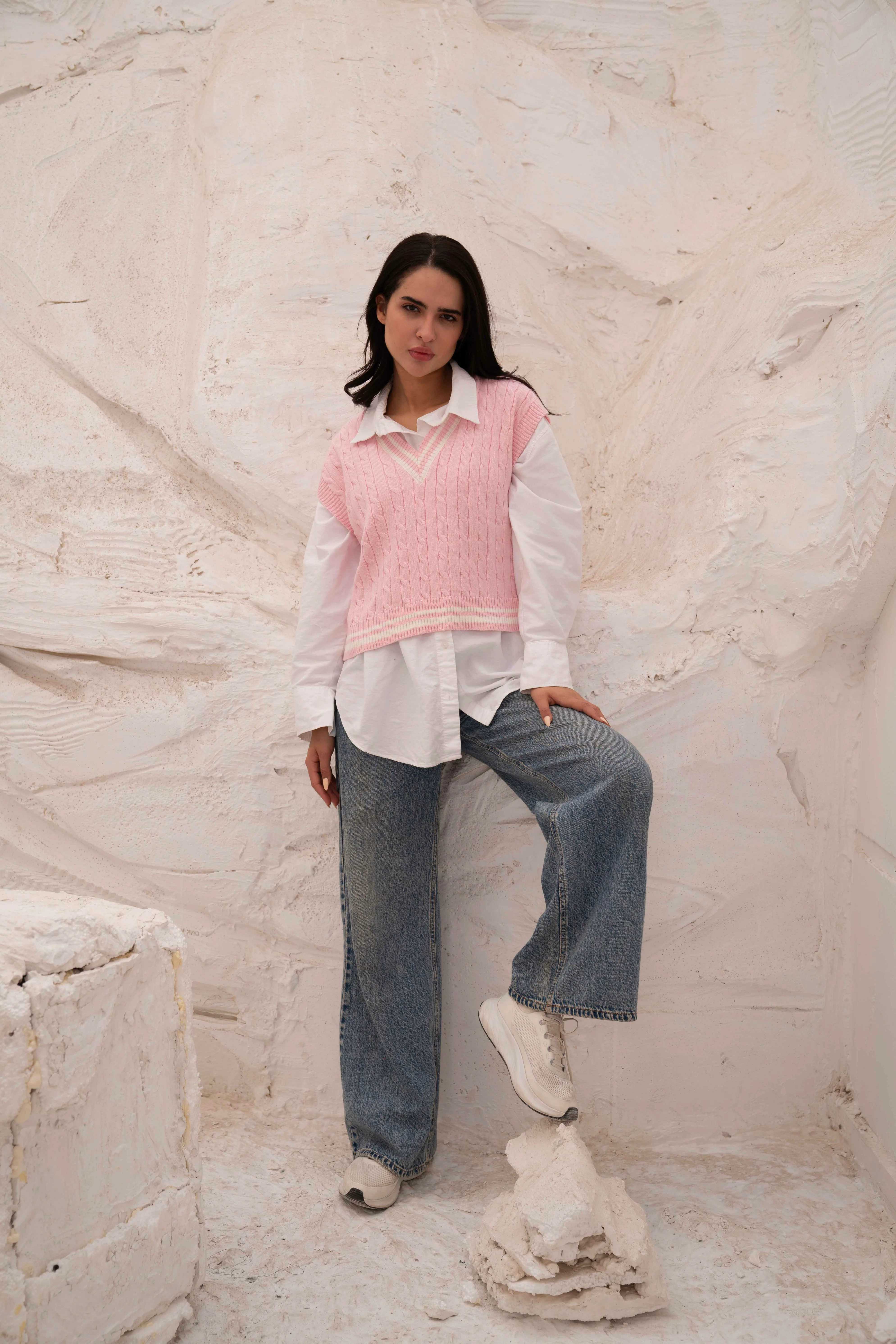 Cable Knit V-Neck Sweater Vest - Image 8