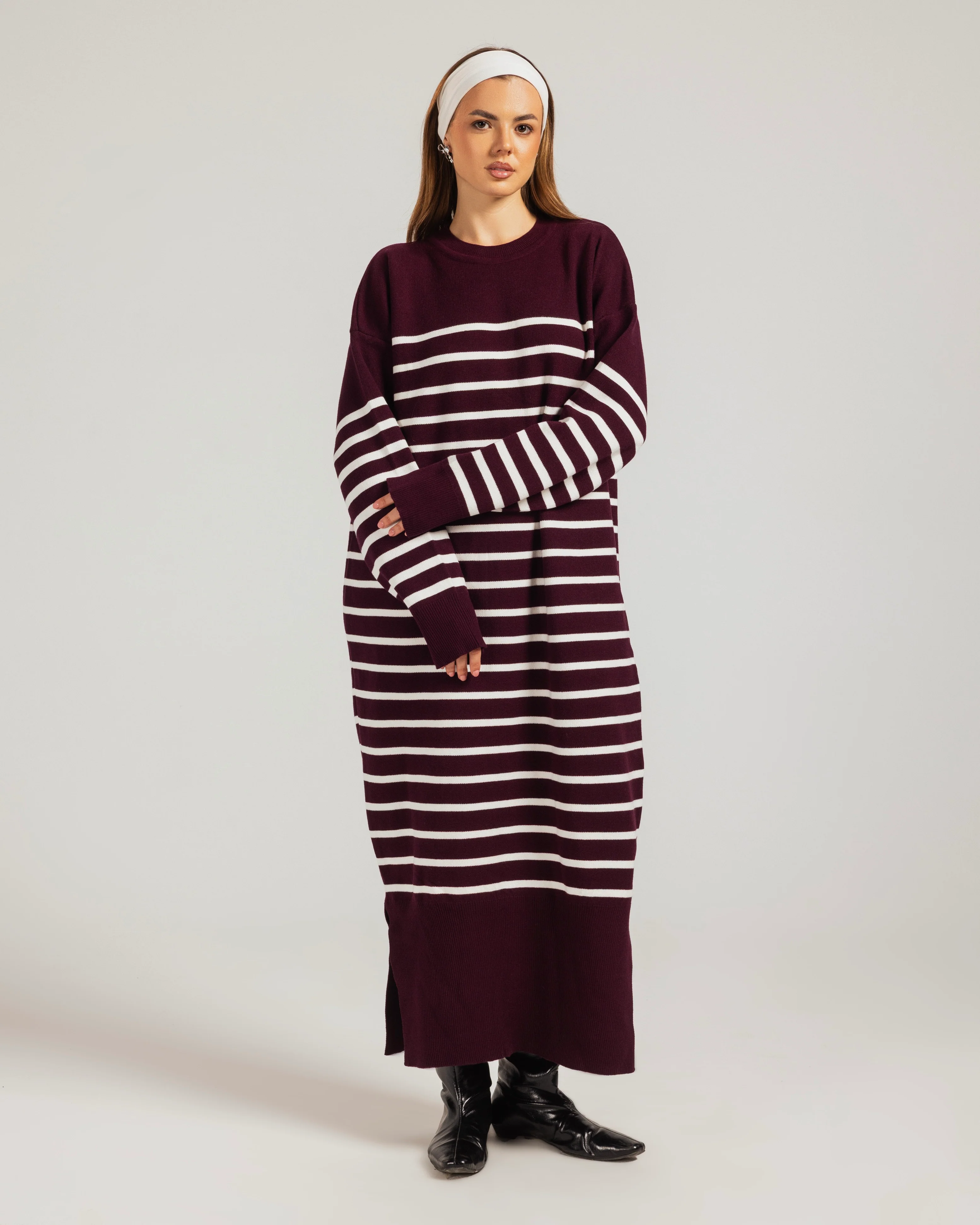 Casual Striped Knit Dress