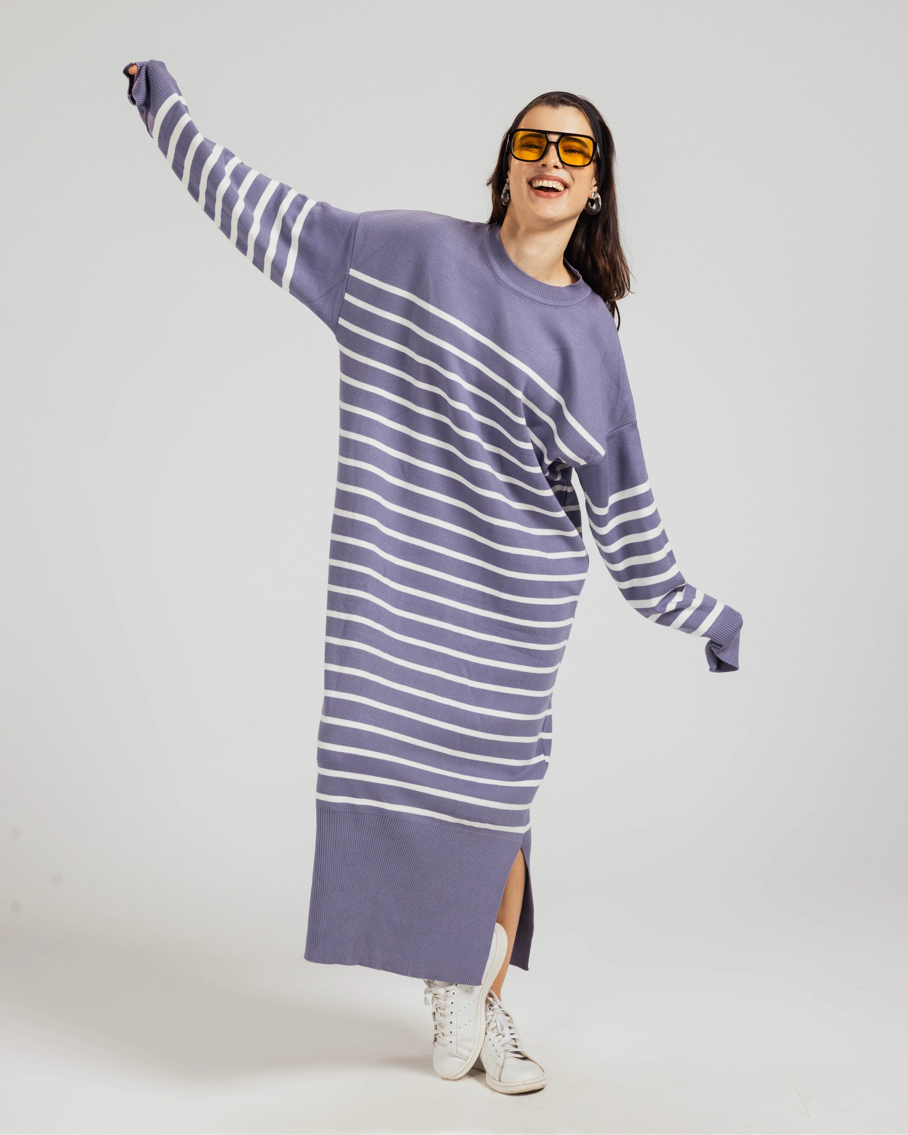 Casual Striped Knit Dress - Image 10
