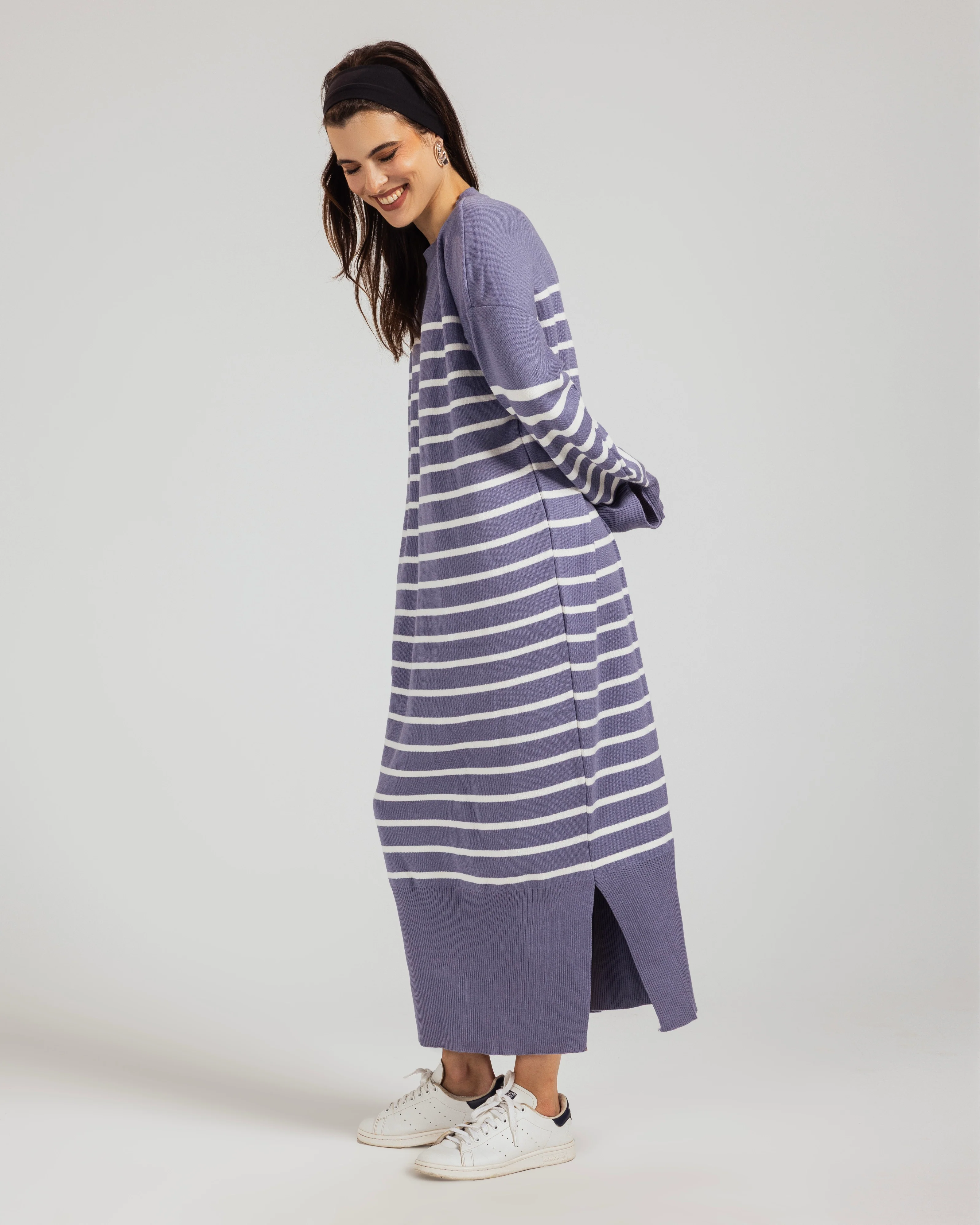 Casual Striped Knit Dress - Image 11