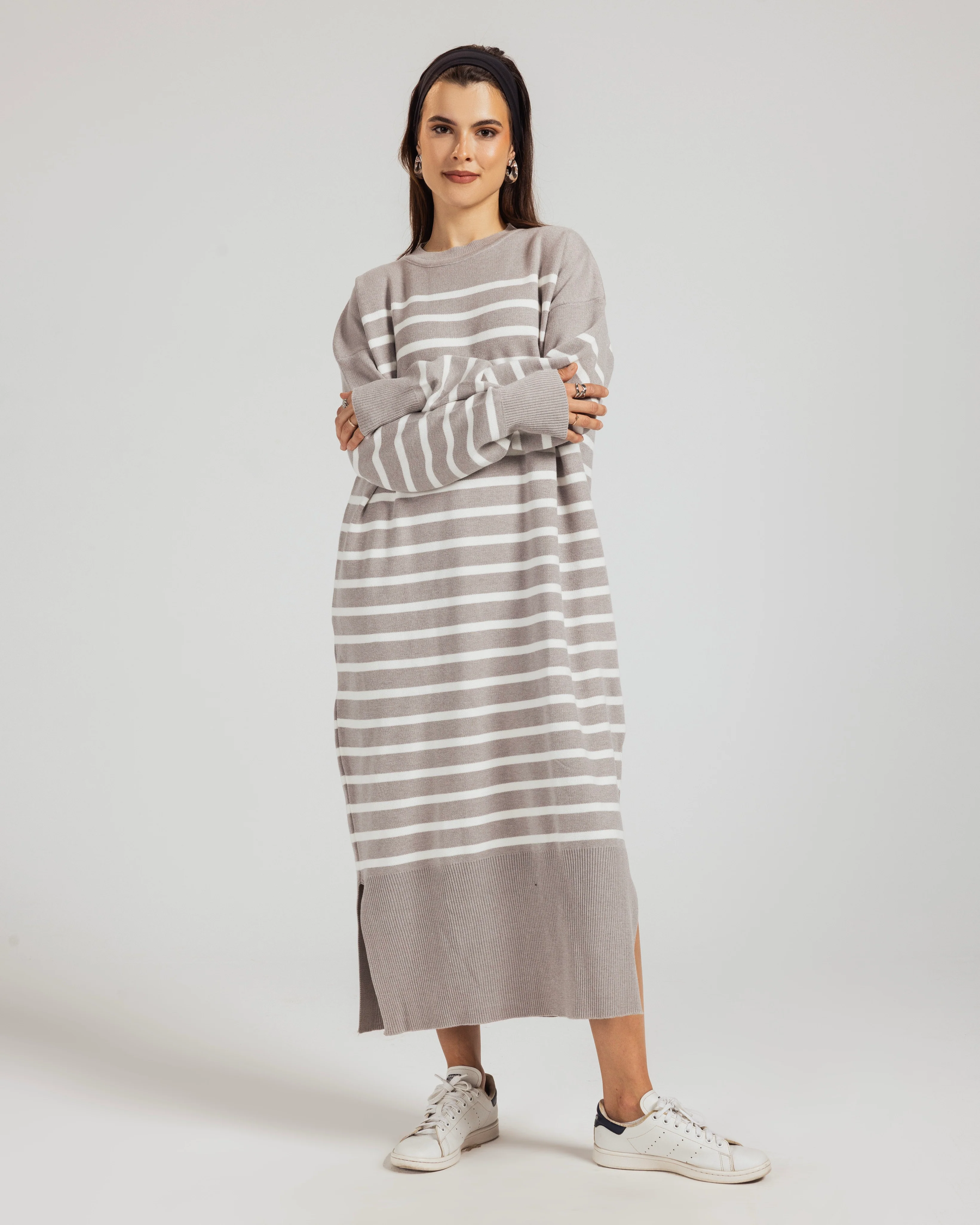 Casual Striped Knit Dress - Image 4