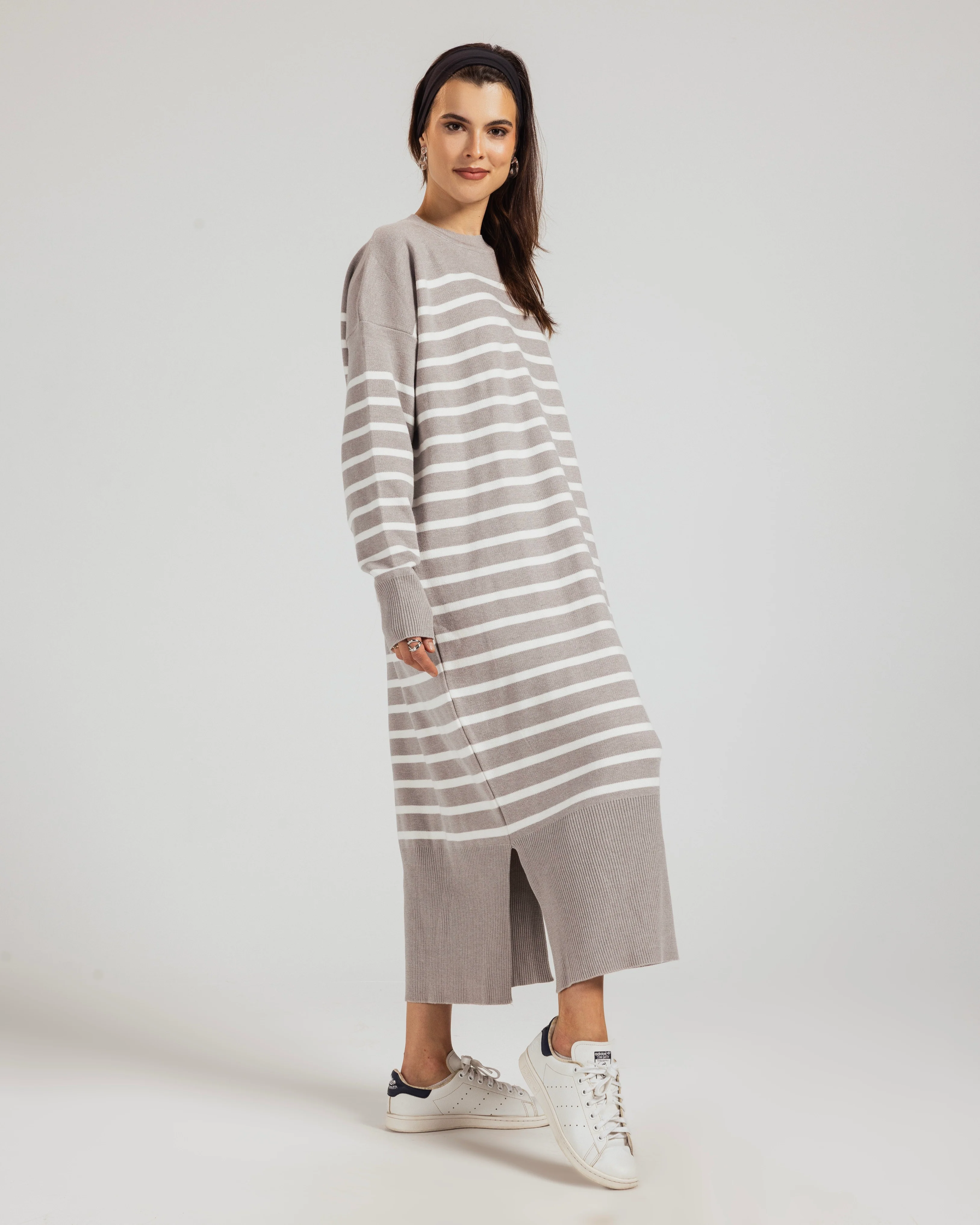 Casual Striped Knit Dress - Image 5