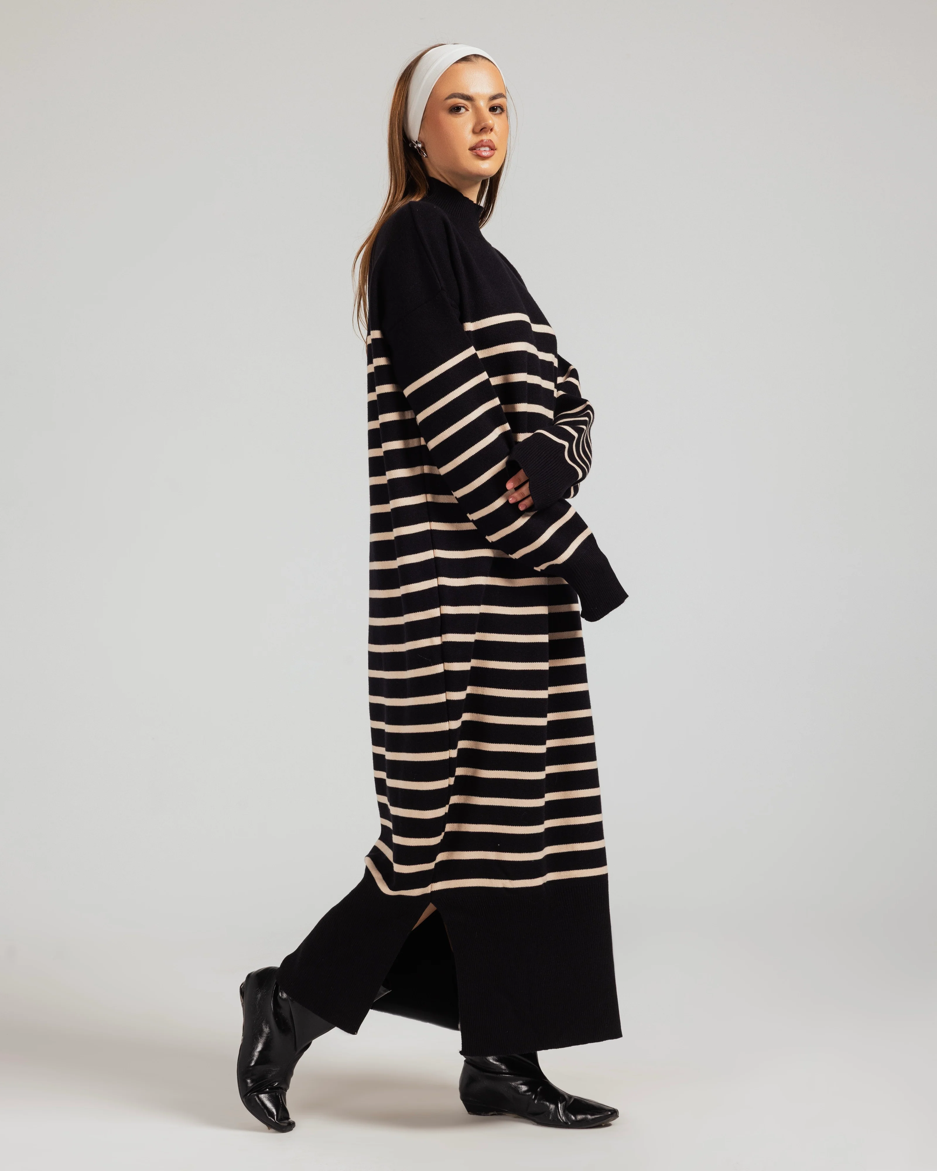 Casual Striped Knit Dress - Image 7