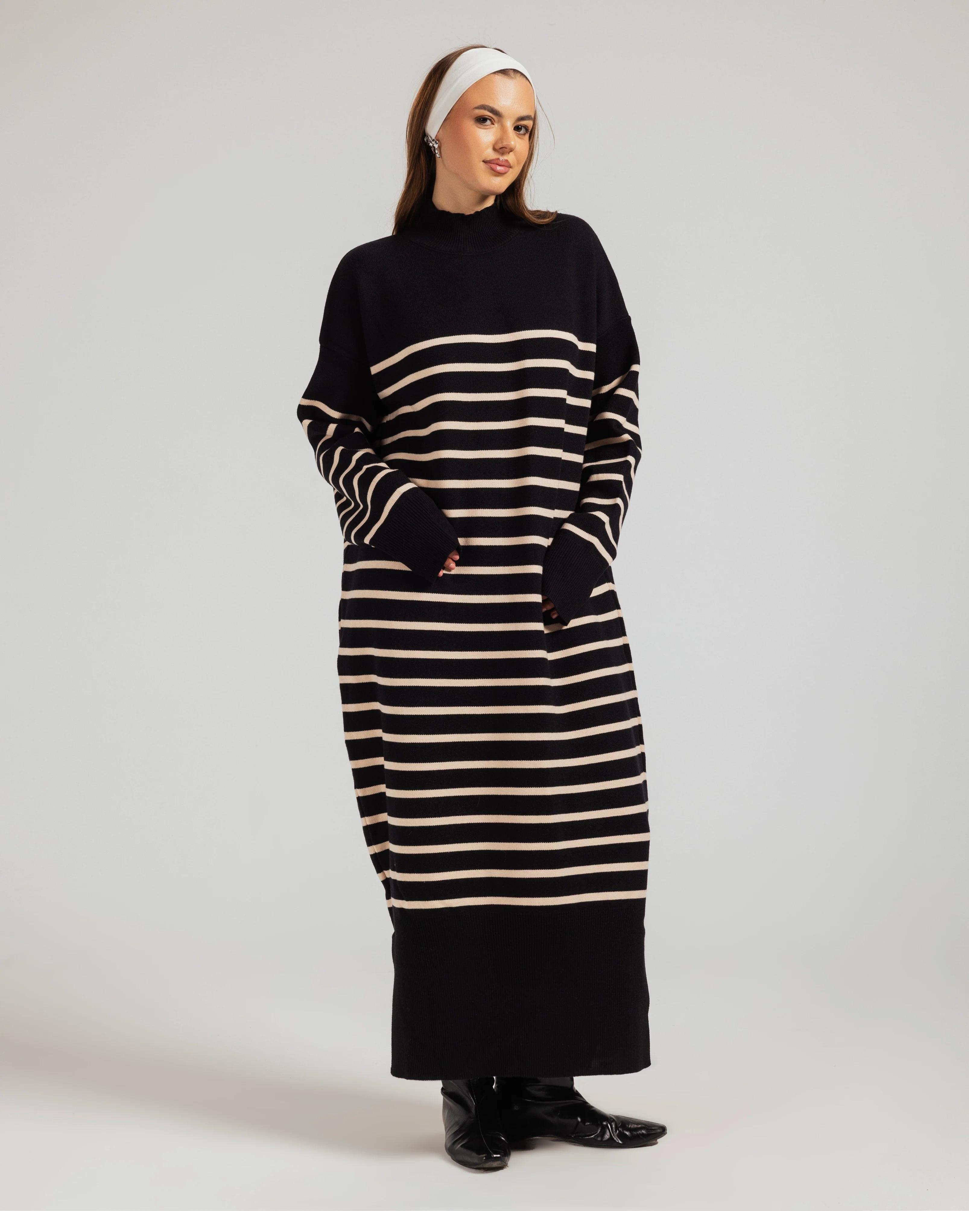 Casual Striped Knit Dress - Image 8