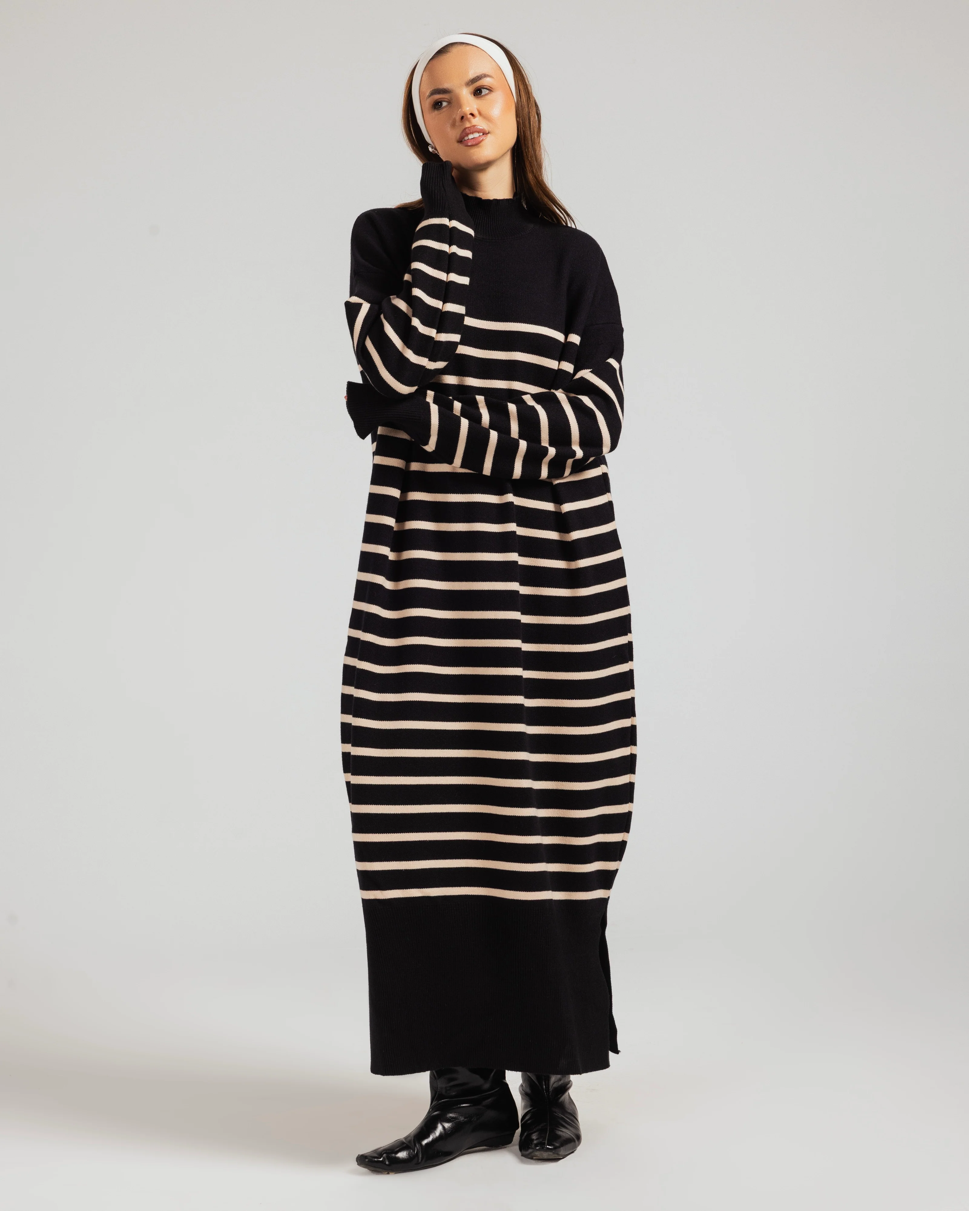Casual Striped Knit Dress - Image 9