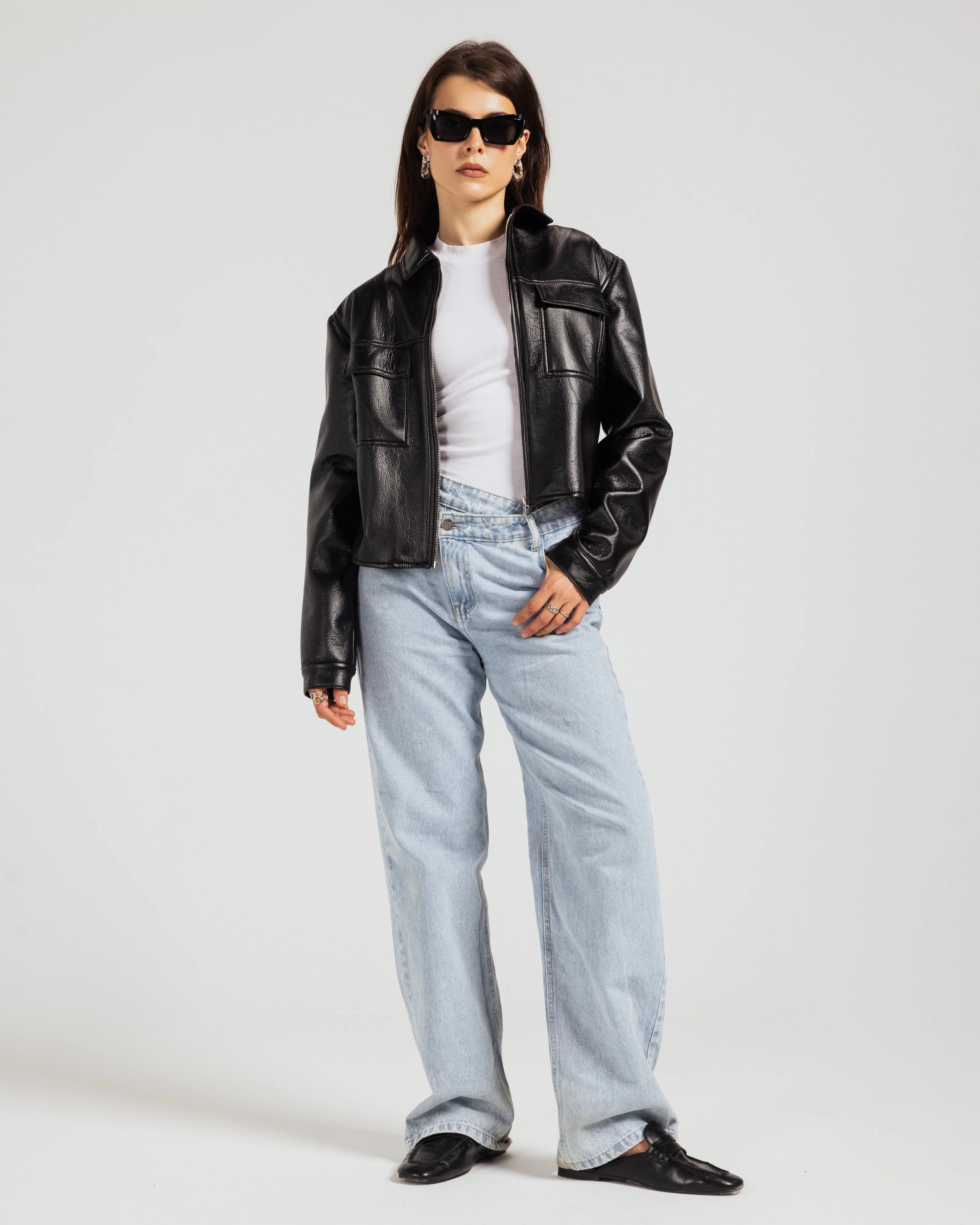 Signature Cropped Leather Jacket