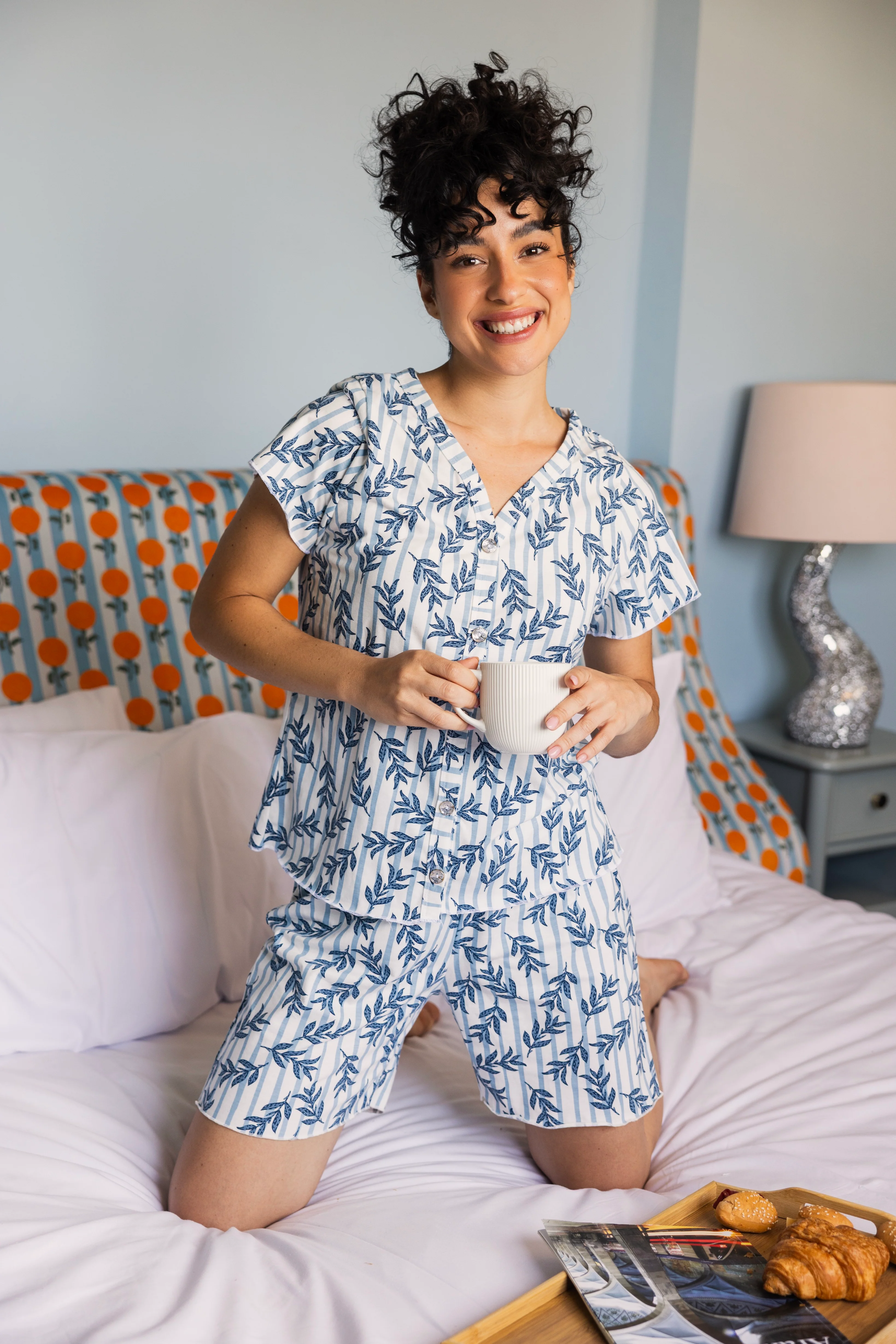 Bluish Leaves Cotton Pajama Collection - Image 5
