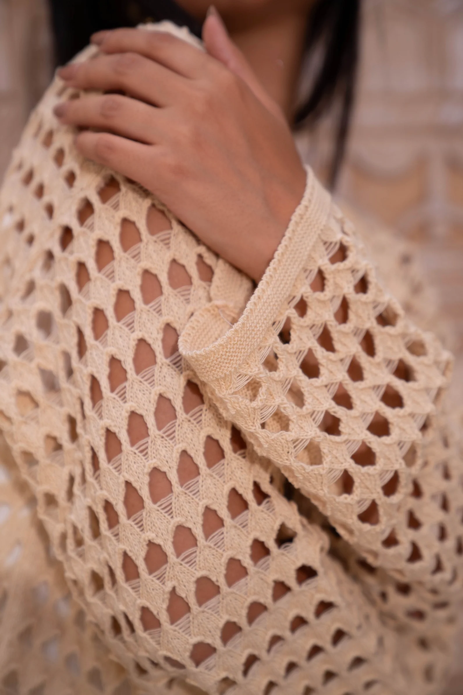 Gumus Beige Mesh Blouse - Image 11