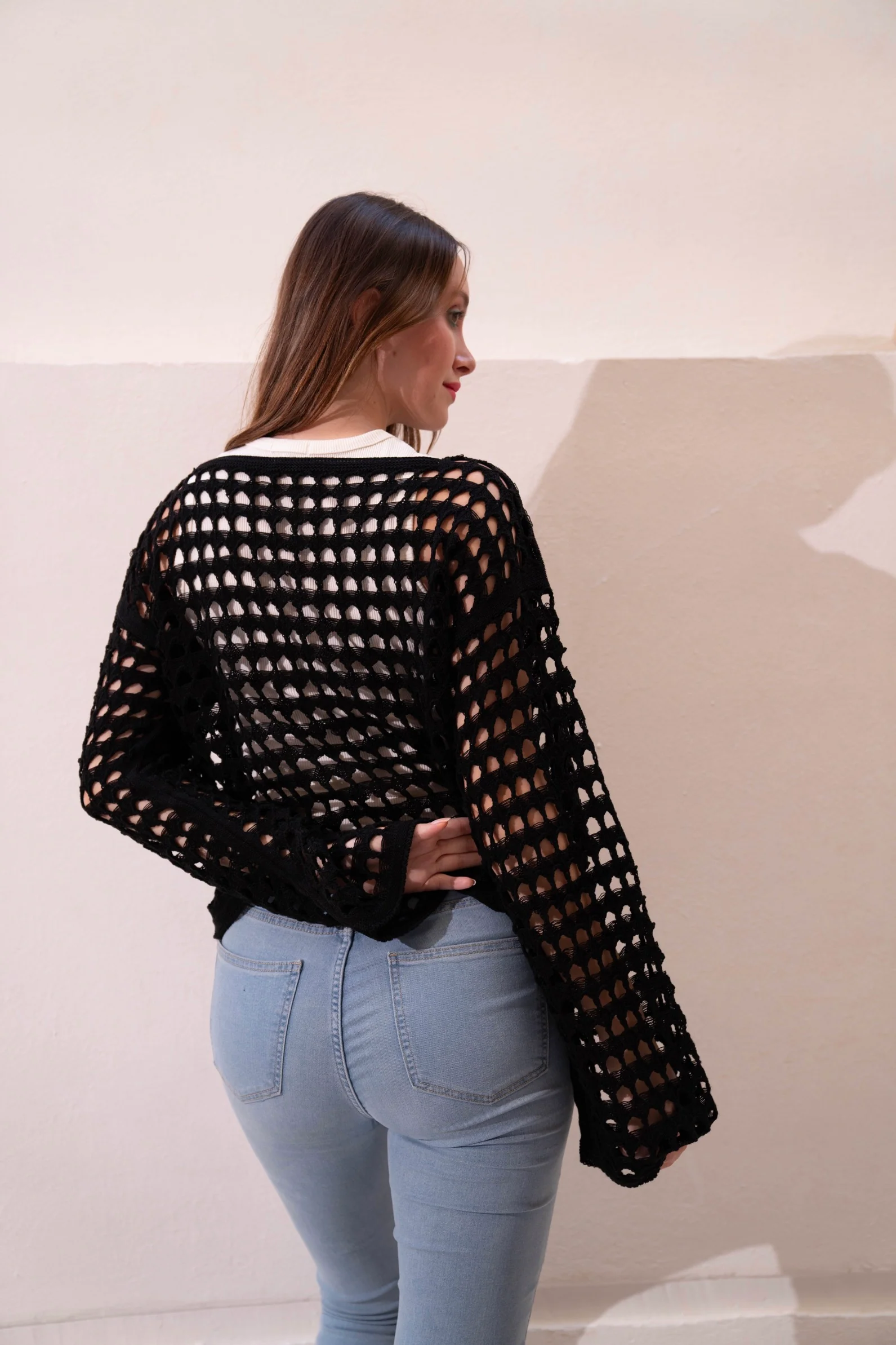 Gumus Black Mesh Blouse - Image 11