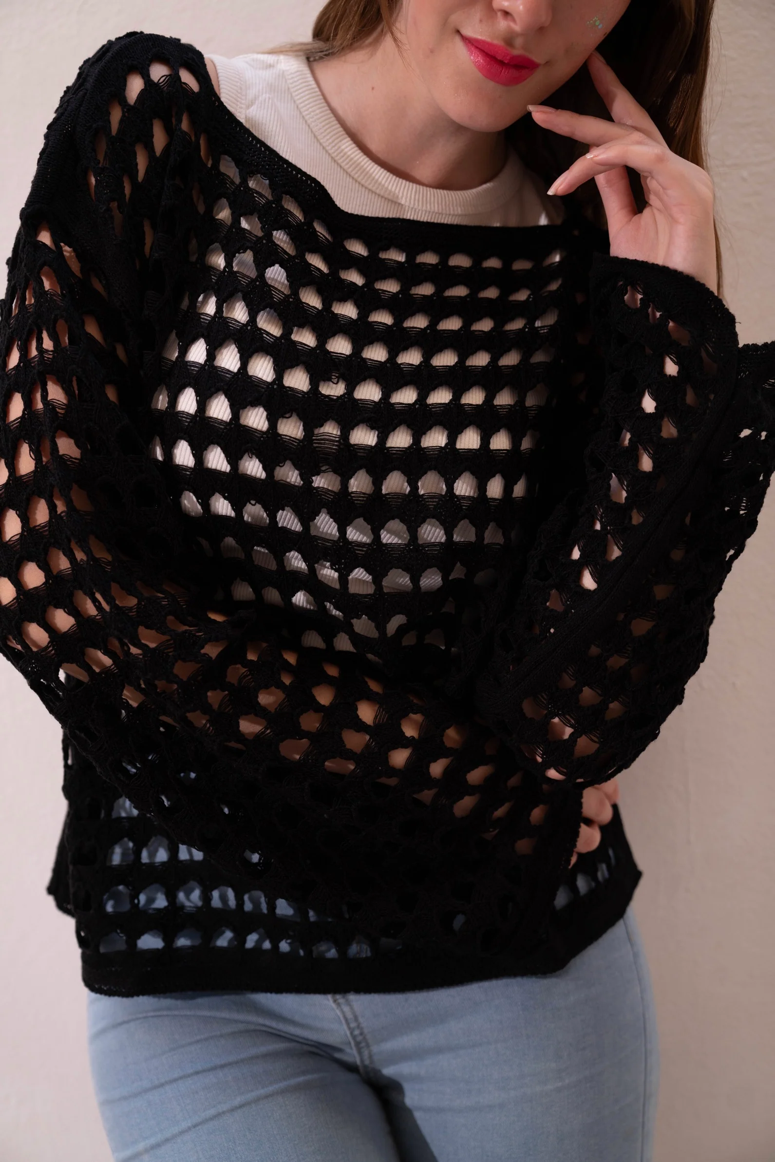 Gumus Black Mesh Blouse - Image 6