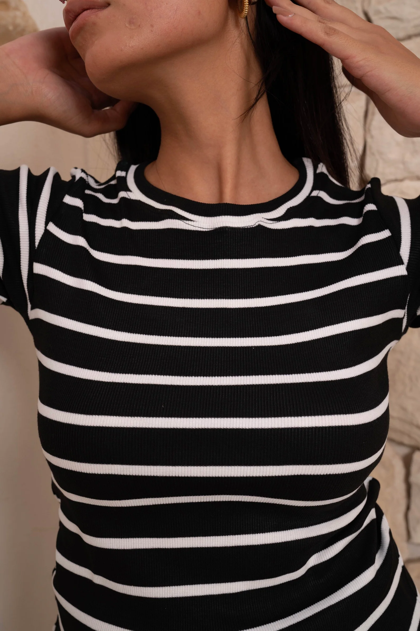 Gumus Black Striped Short Sleeve Top - Image 8
