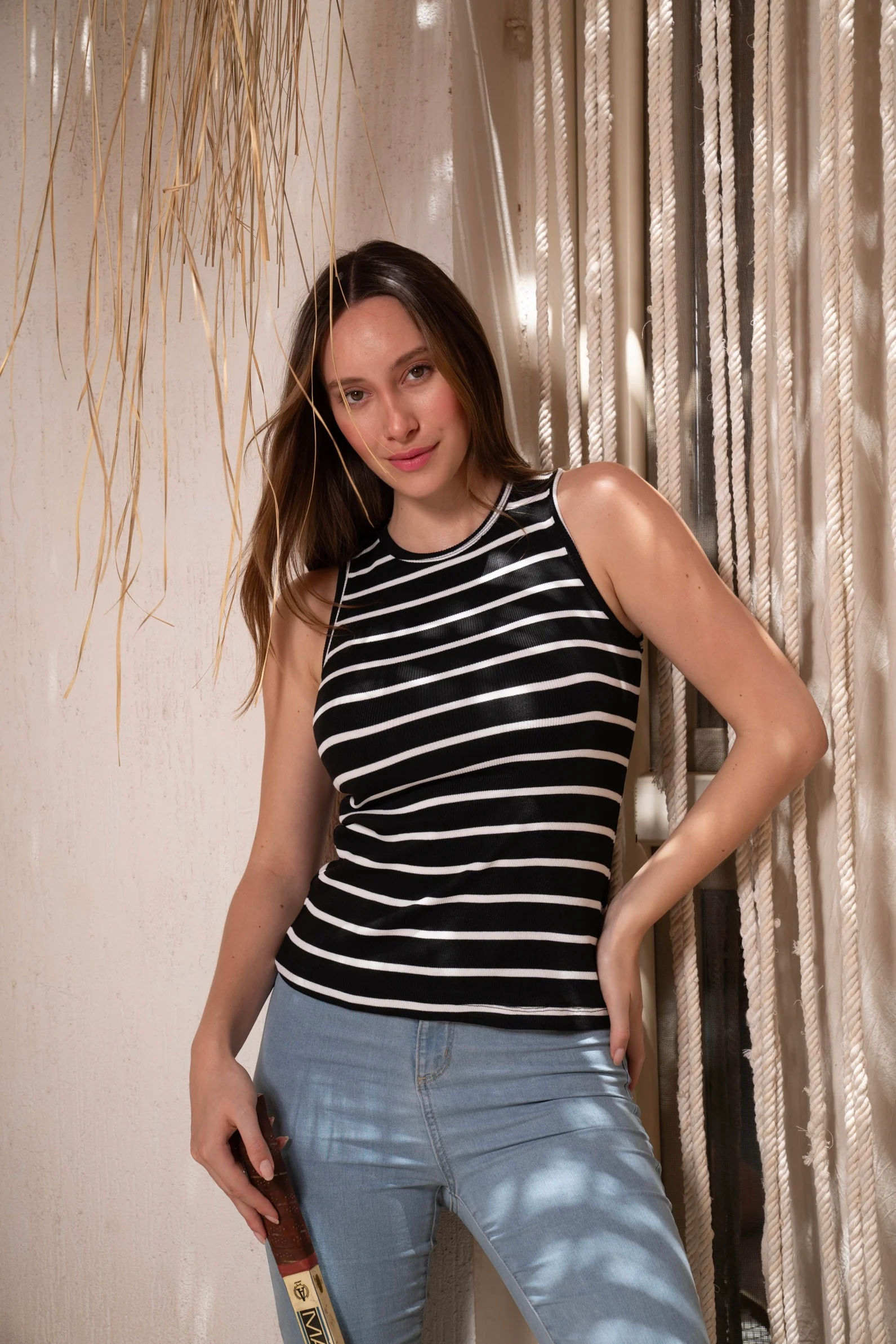 Gumus Black Striped Sleeveless Top - Image 7