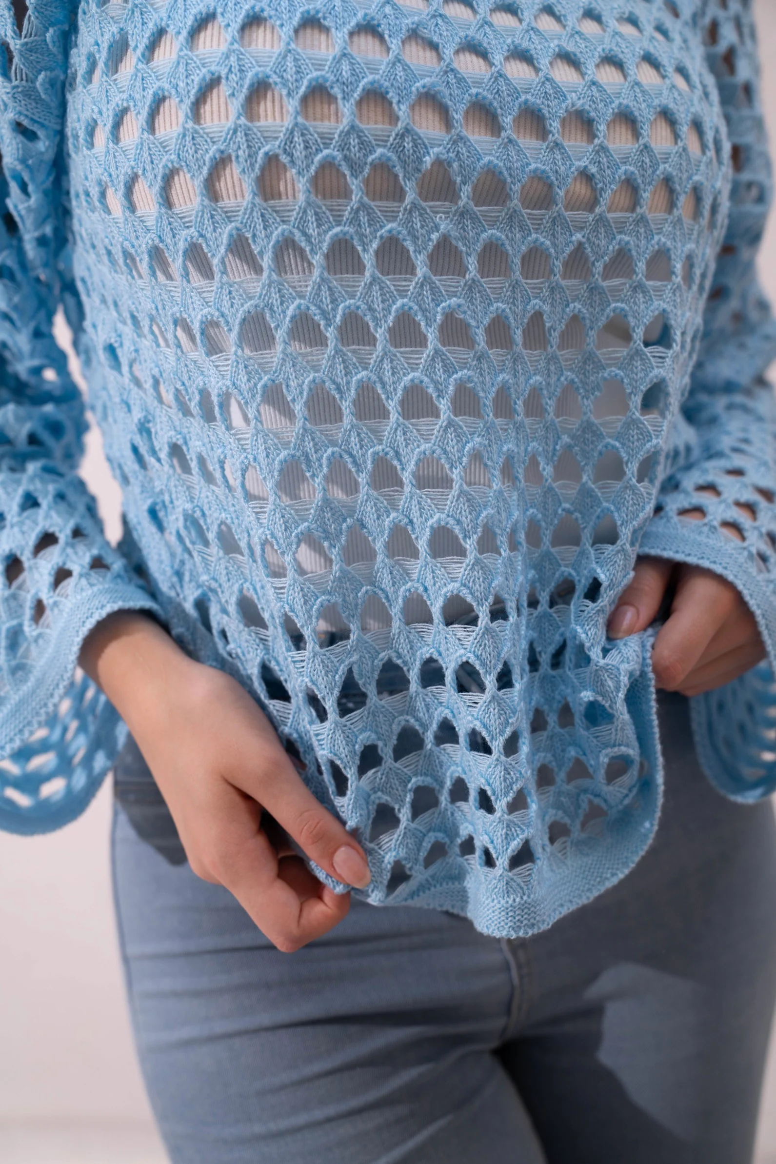 Gumus Baby Blue Mesh Blouse - Image 10