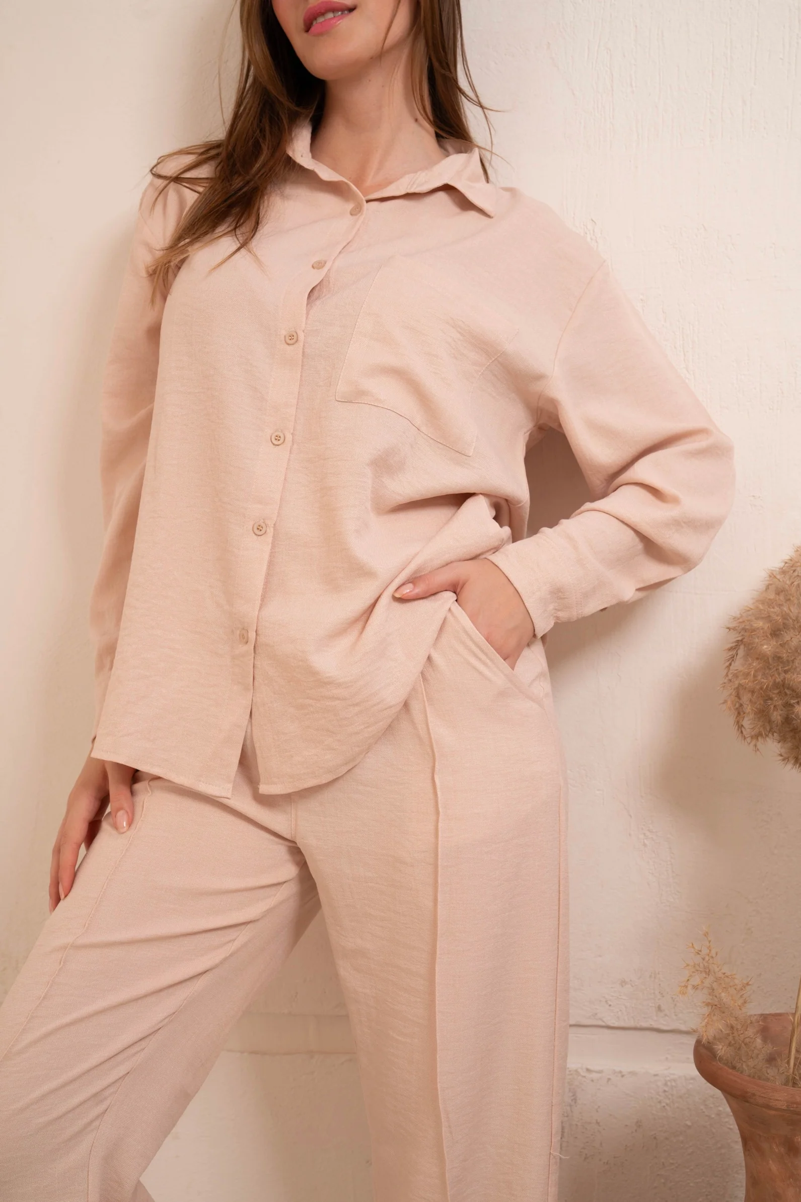 Gumus Linen Beige Suit - Image 15