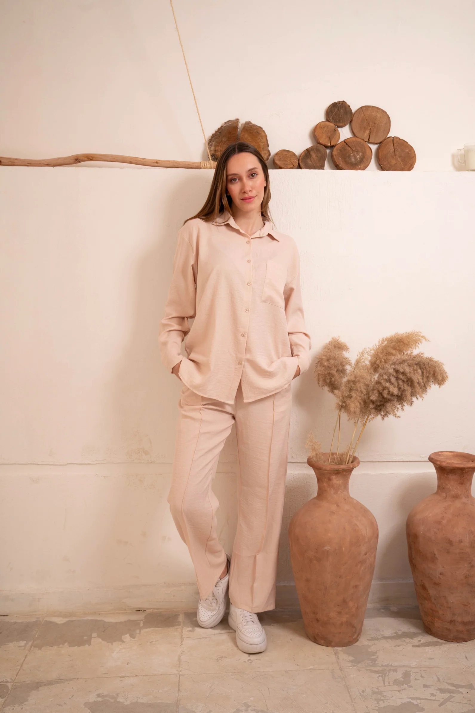 Gumus Linen Beige Suit - Image 4