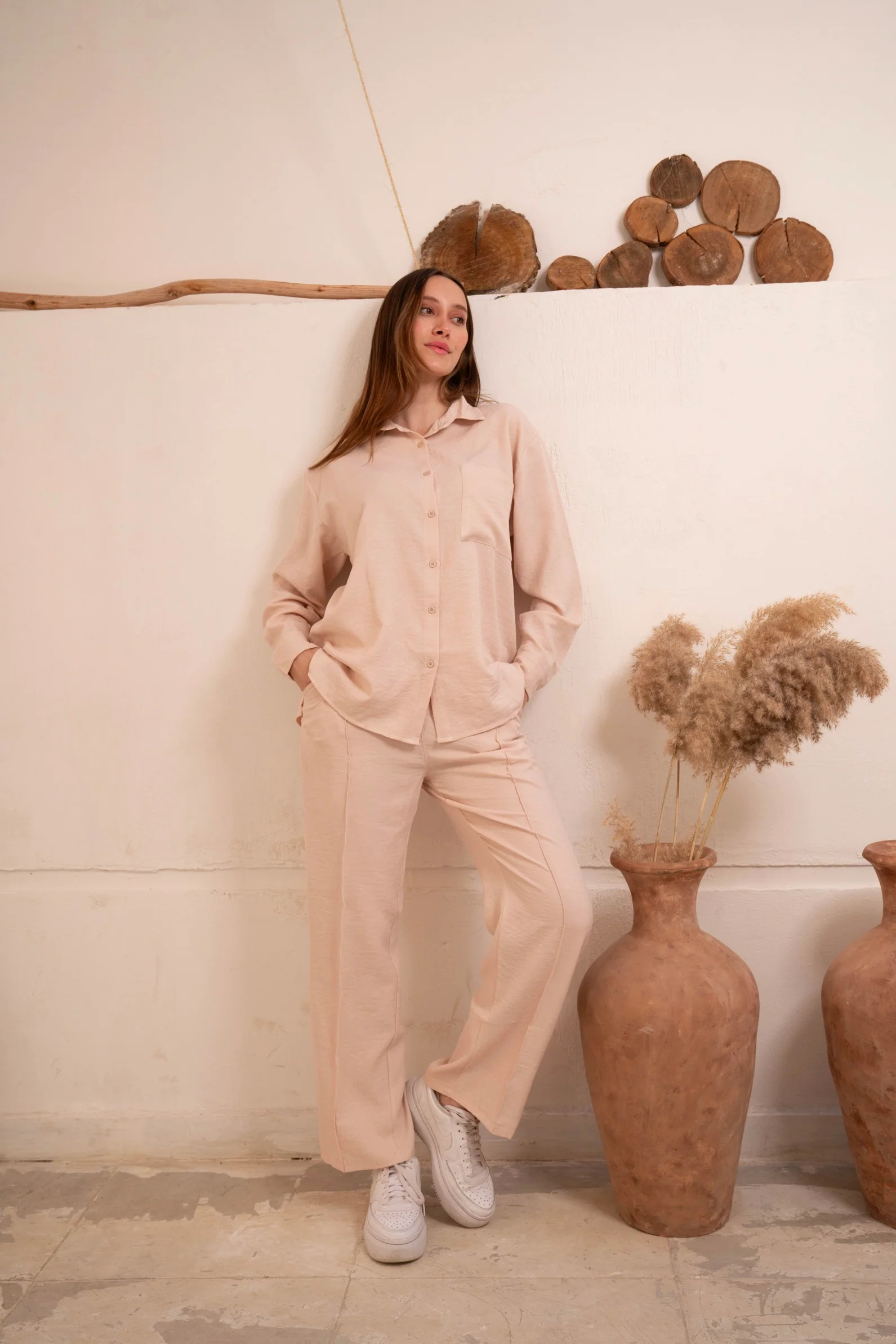 Gumus Linen Beige Suit - Image 5