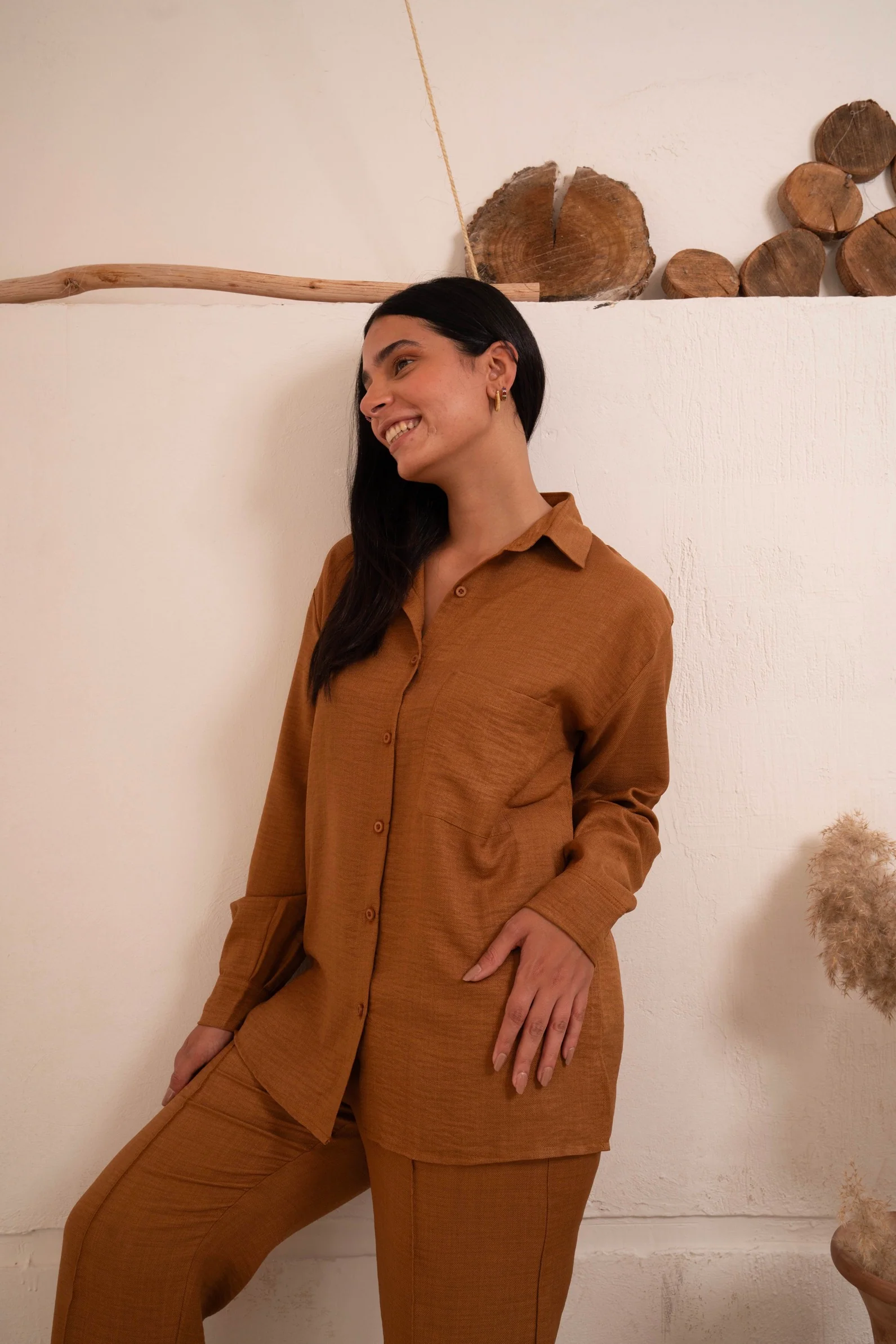 Gumus Linen Caramel Suit - Image 10