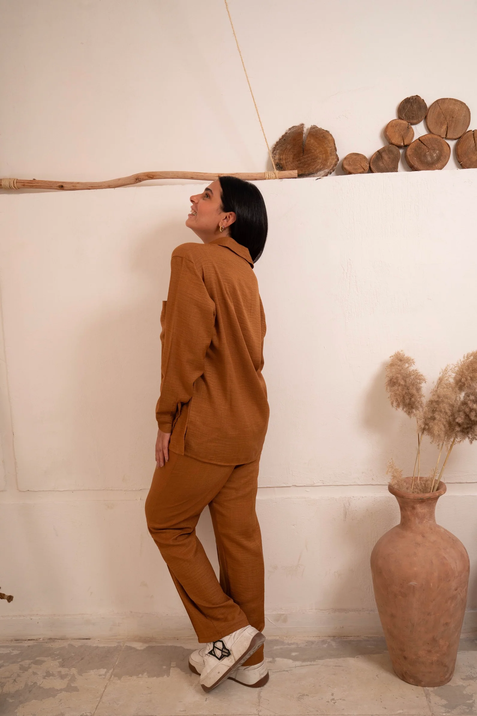 Gumus Linen Caramel Suit - Image 3