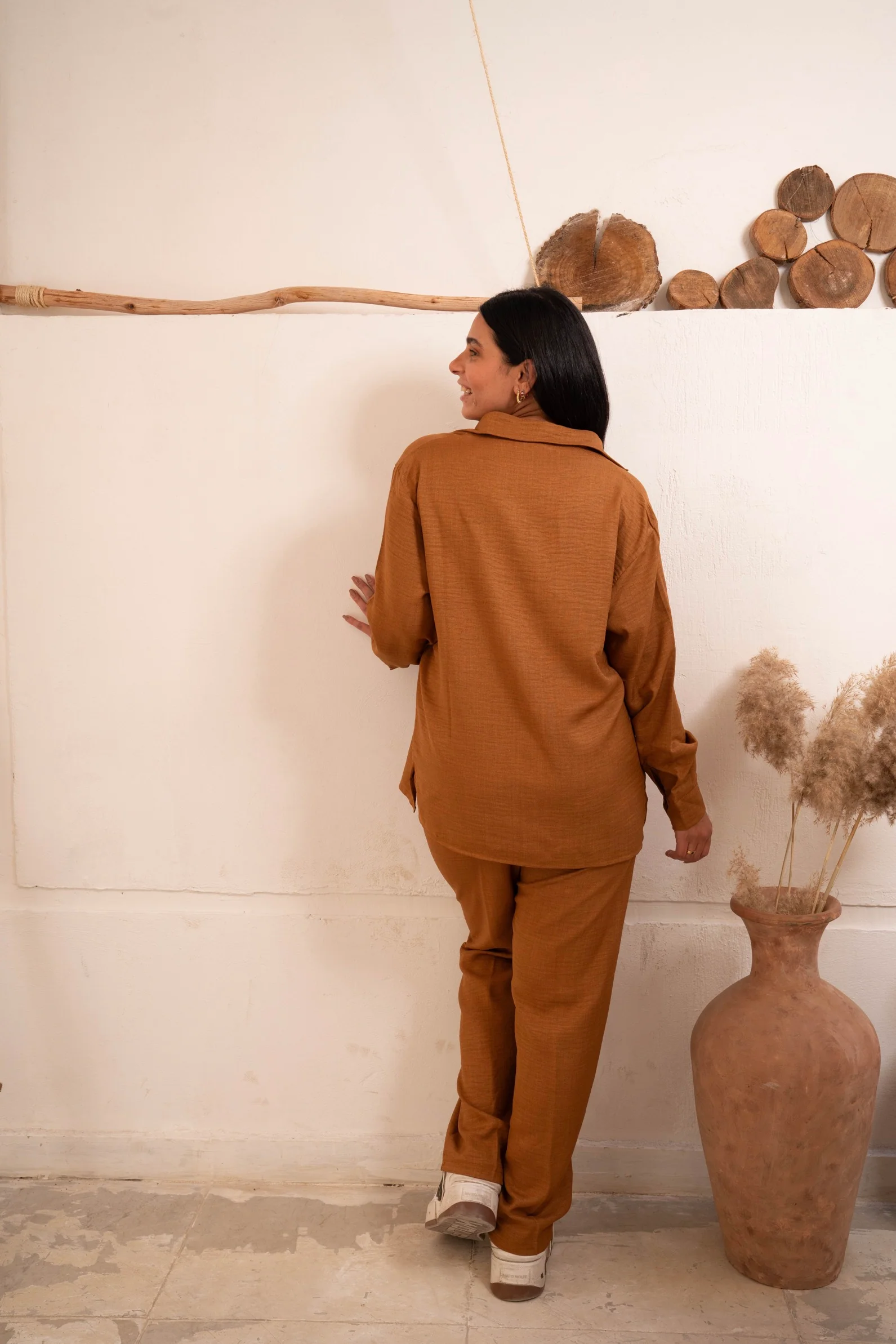 Gumus Linen Caramel Suit - Image 5