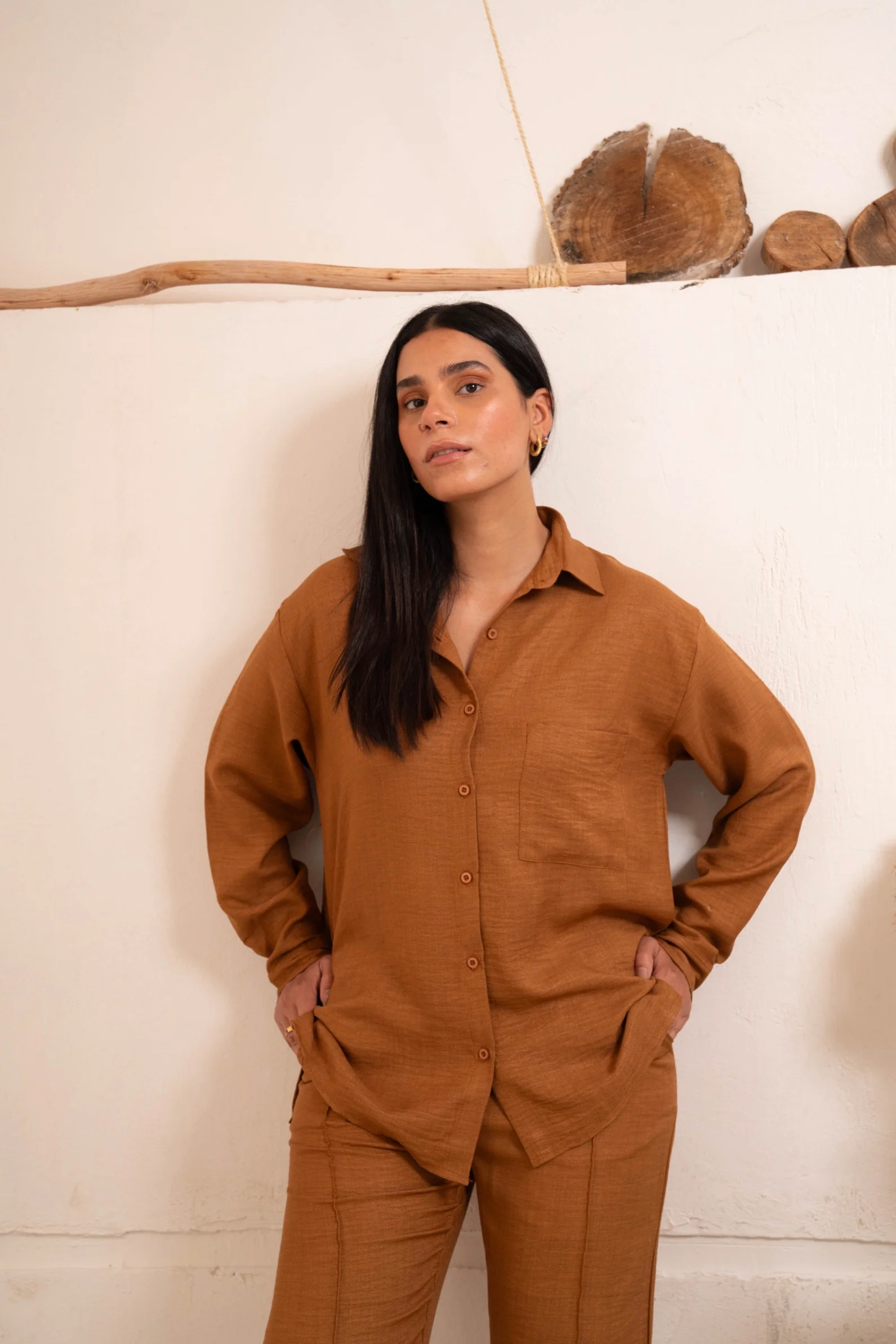 Gumus Linen Caramel Suit - Image 6