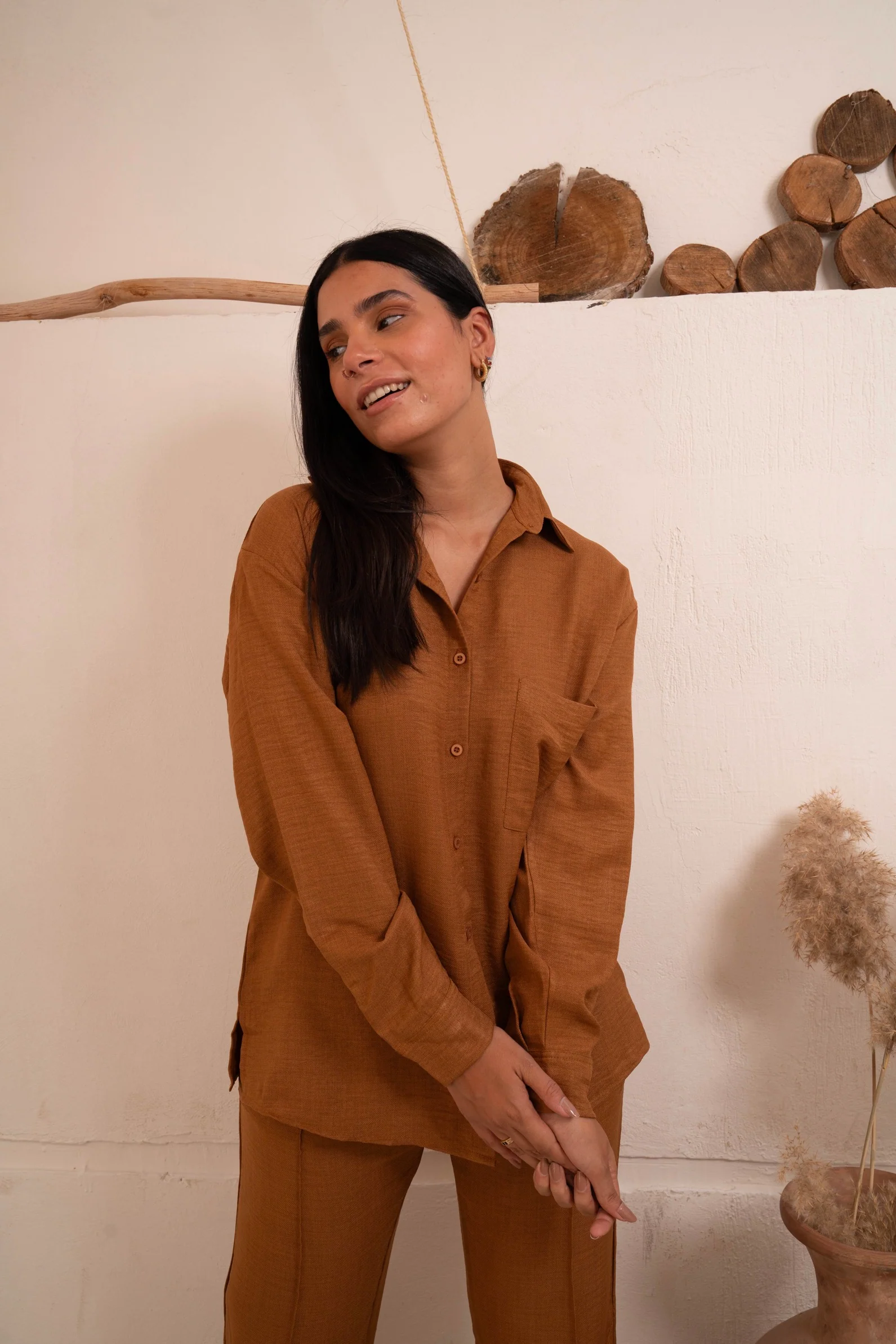 Gumus Linen Caramel Suit - Image 7