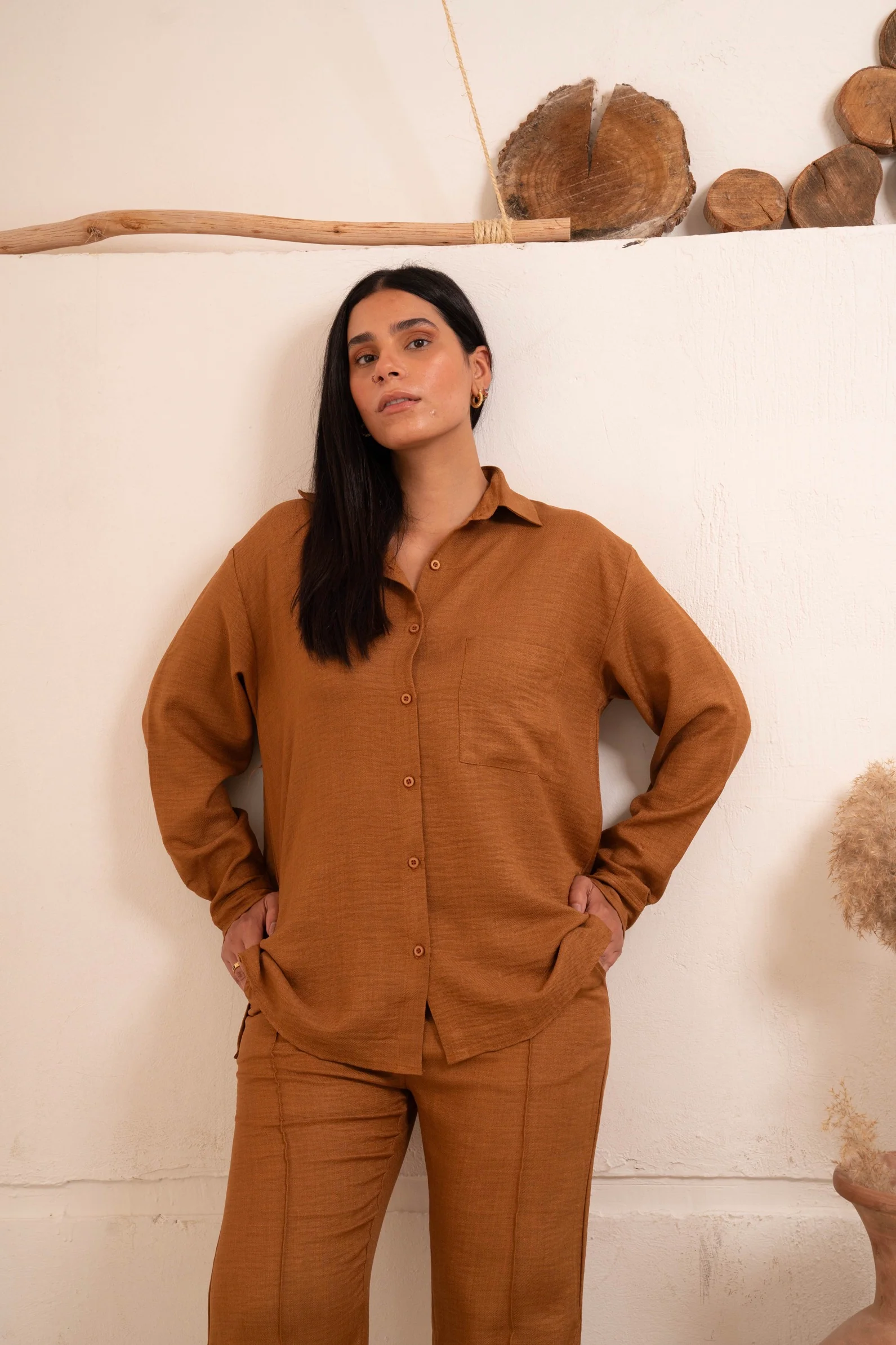 Gumus Linen Caramel Suit - Image 9