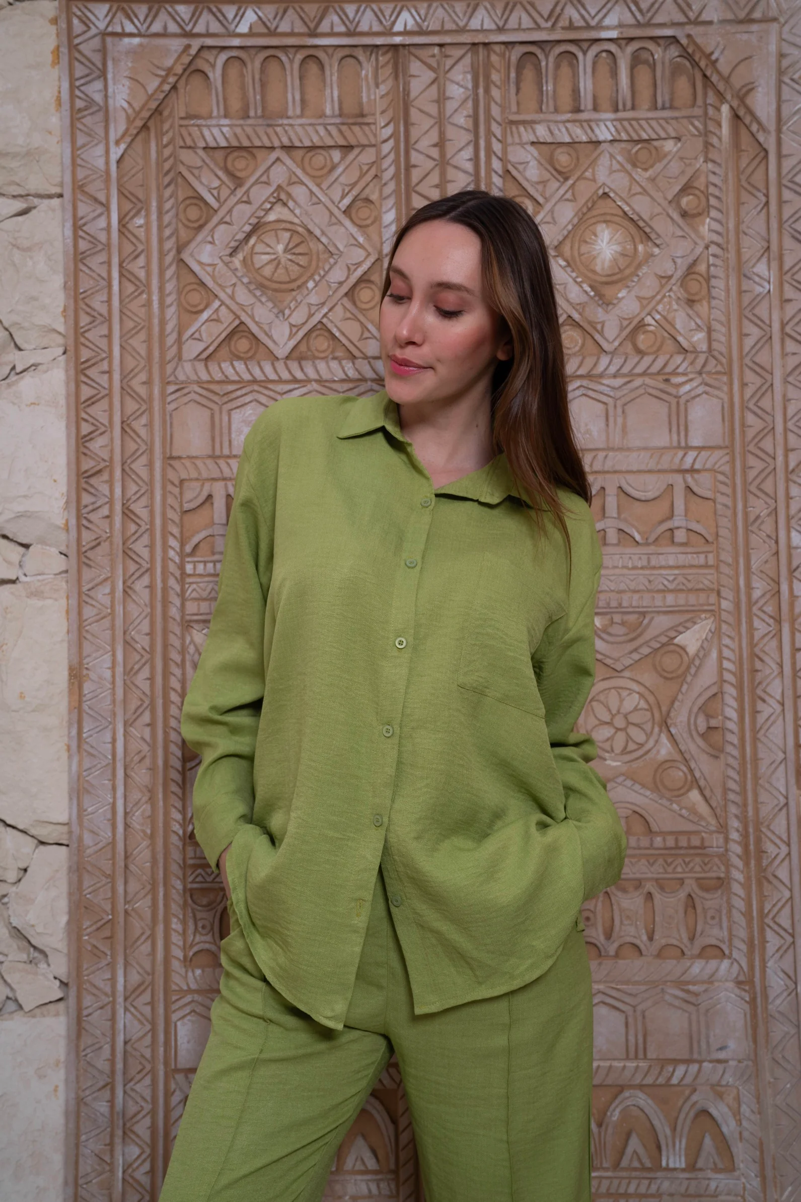 Gumus Linen Green Suit - Image 10