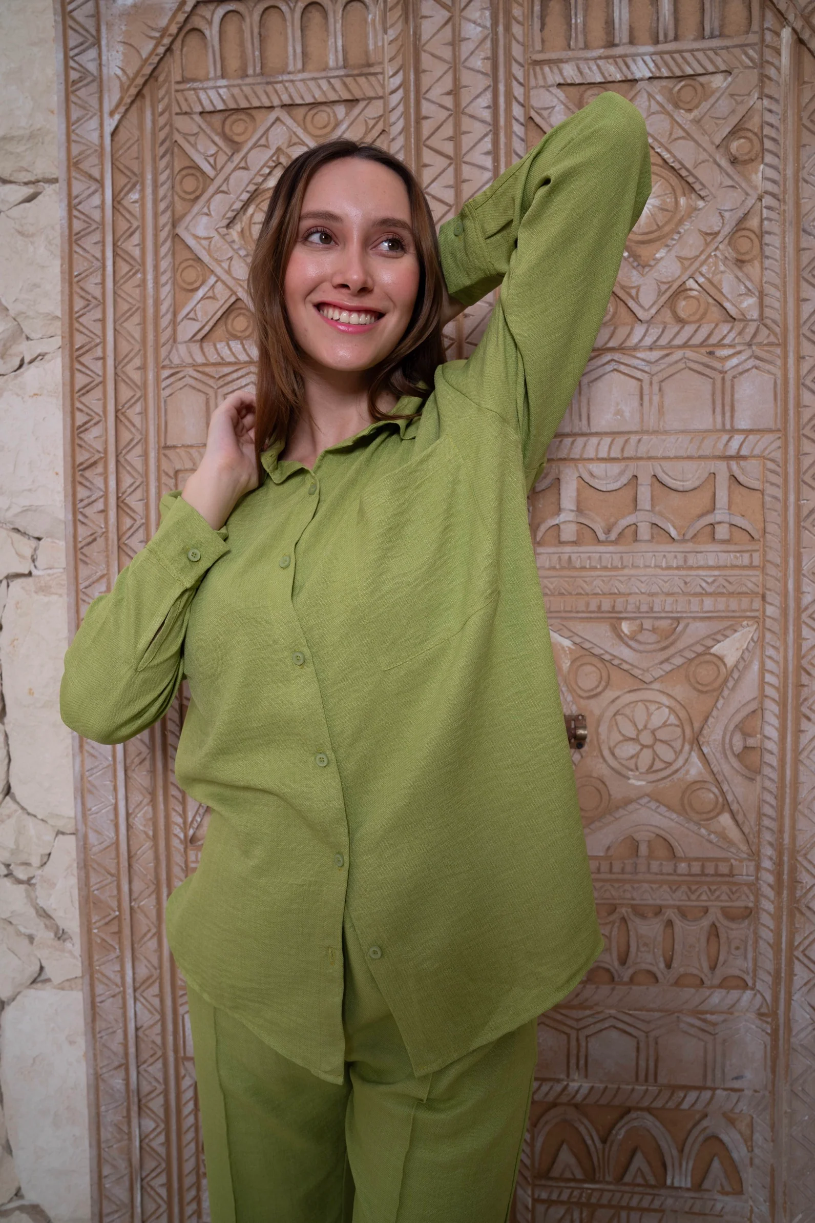 Gumus Linen Green Suit - Image 13