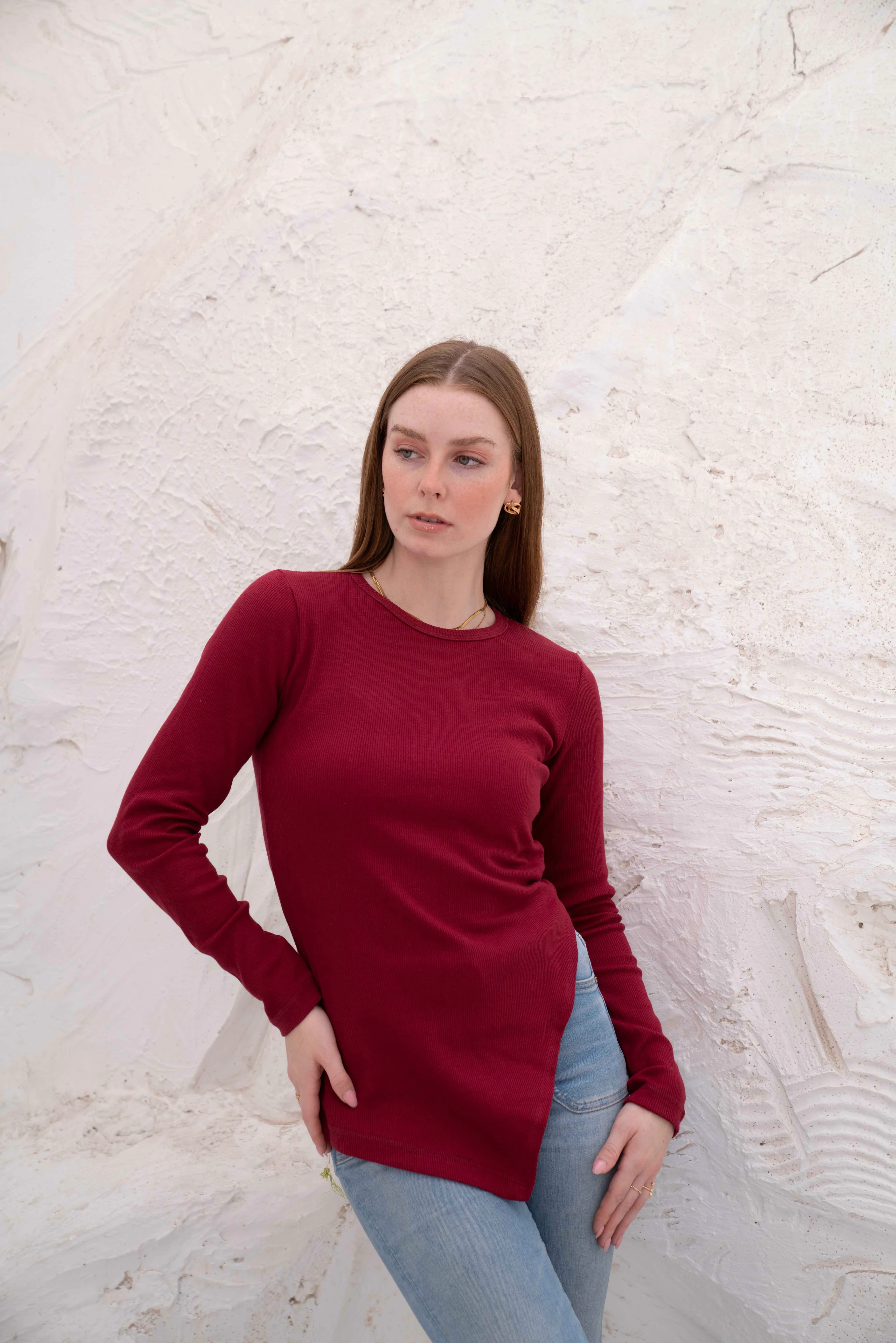 Gumus LongSleeve V Cut Pure Cotton Top - Image 30