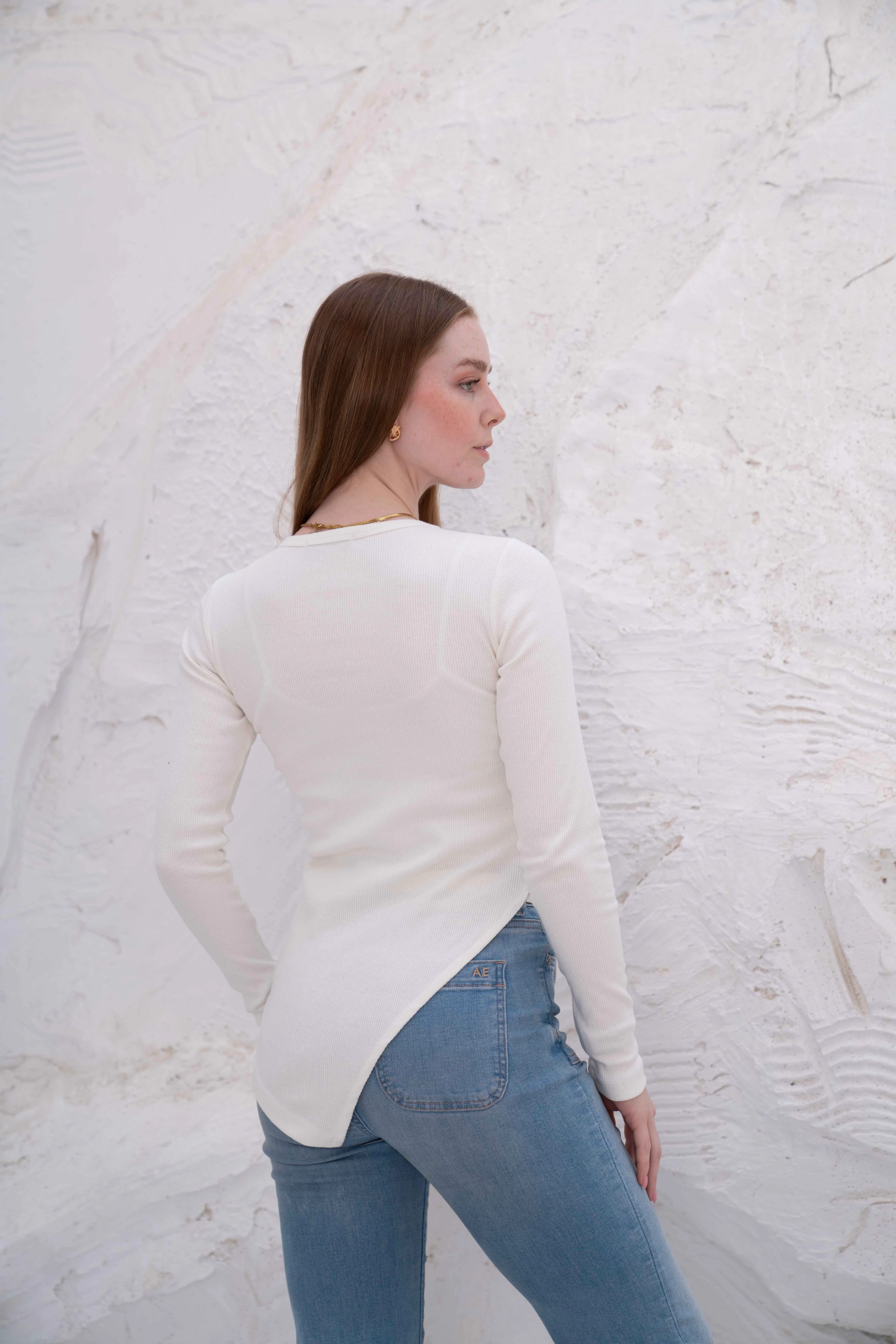 Gumus LongSleeve V Cut Pure Cotton Top - Image 4