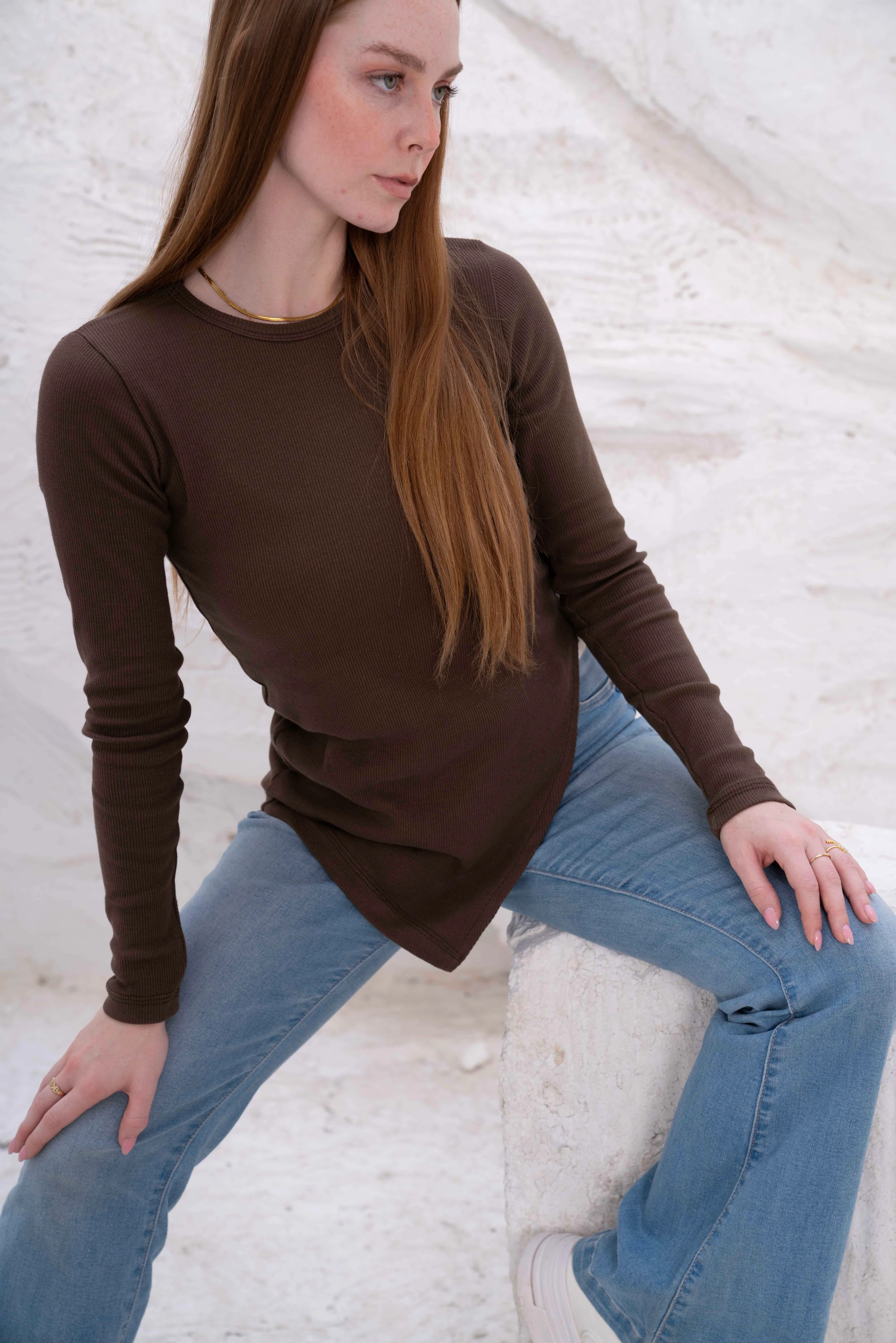 Gumus LongSleeve V Cut Pure Cotton Top - Image 42