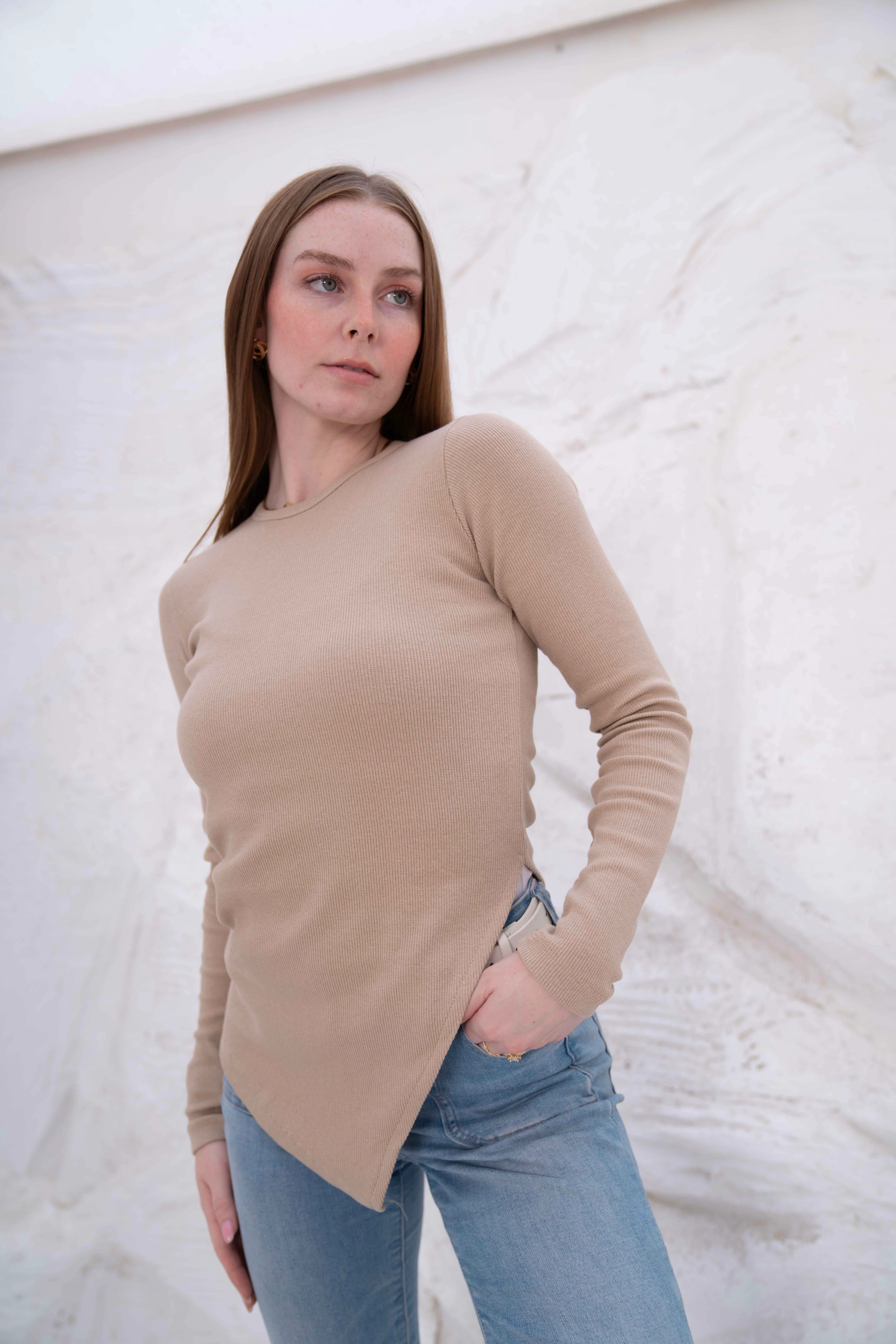 Gumus LongSleeve V Cut Pure Cotton Top - Image 53