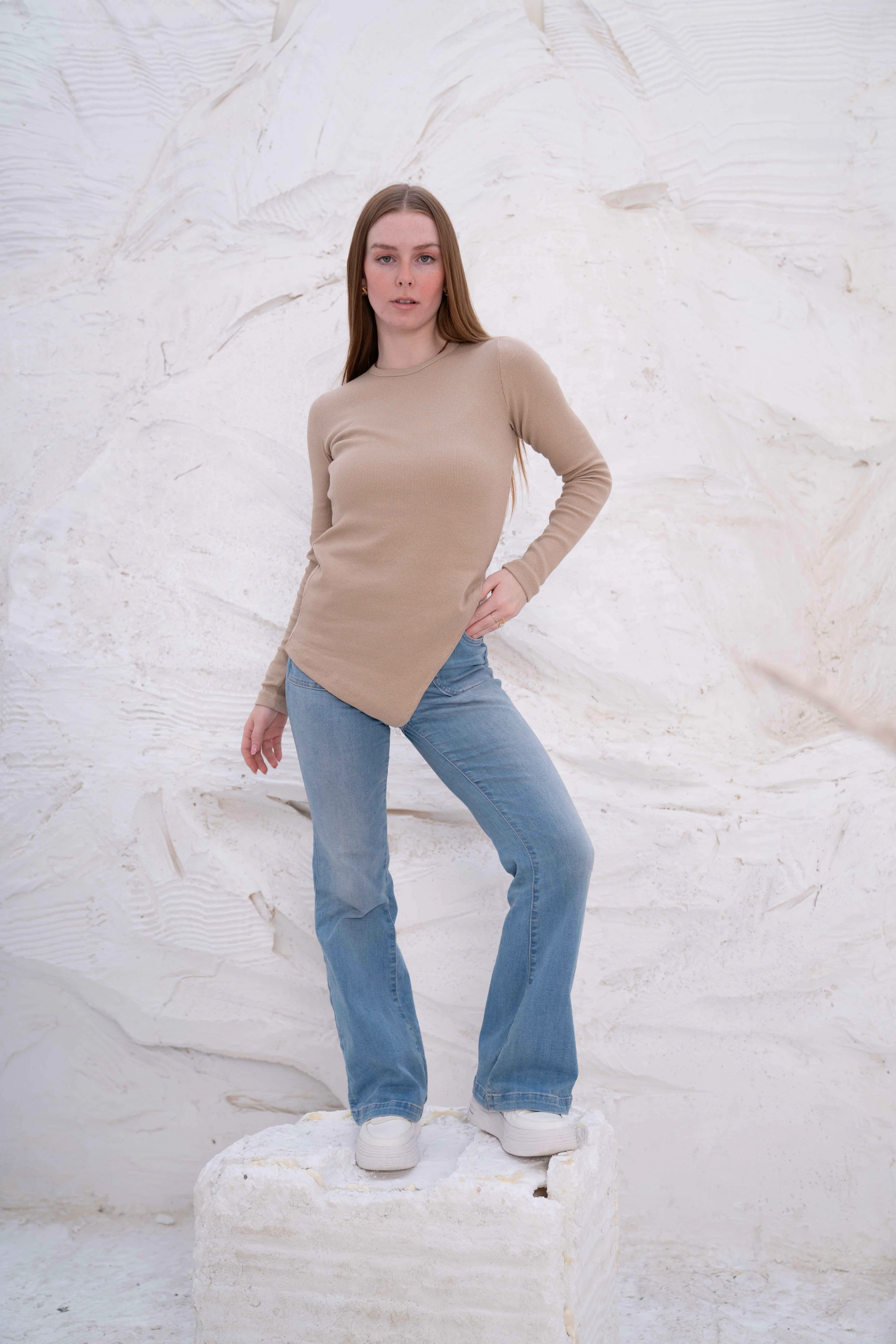 Gumus LongSleeve V Cut Pure Cotton Top - Image 54
