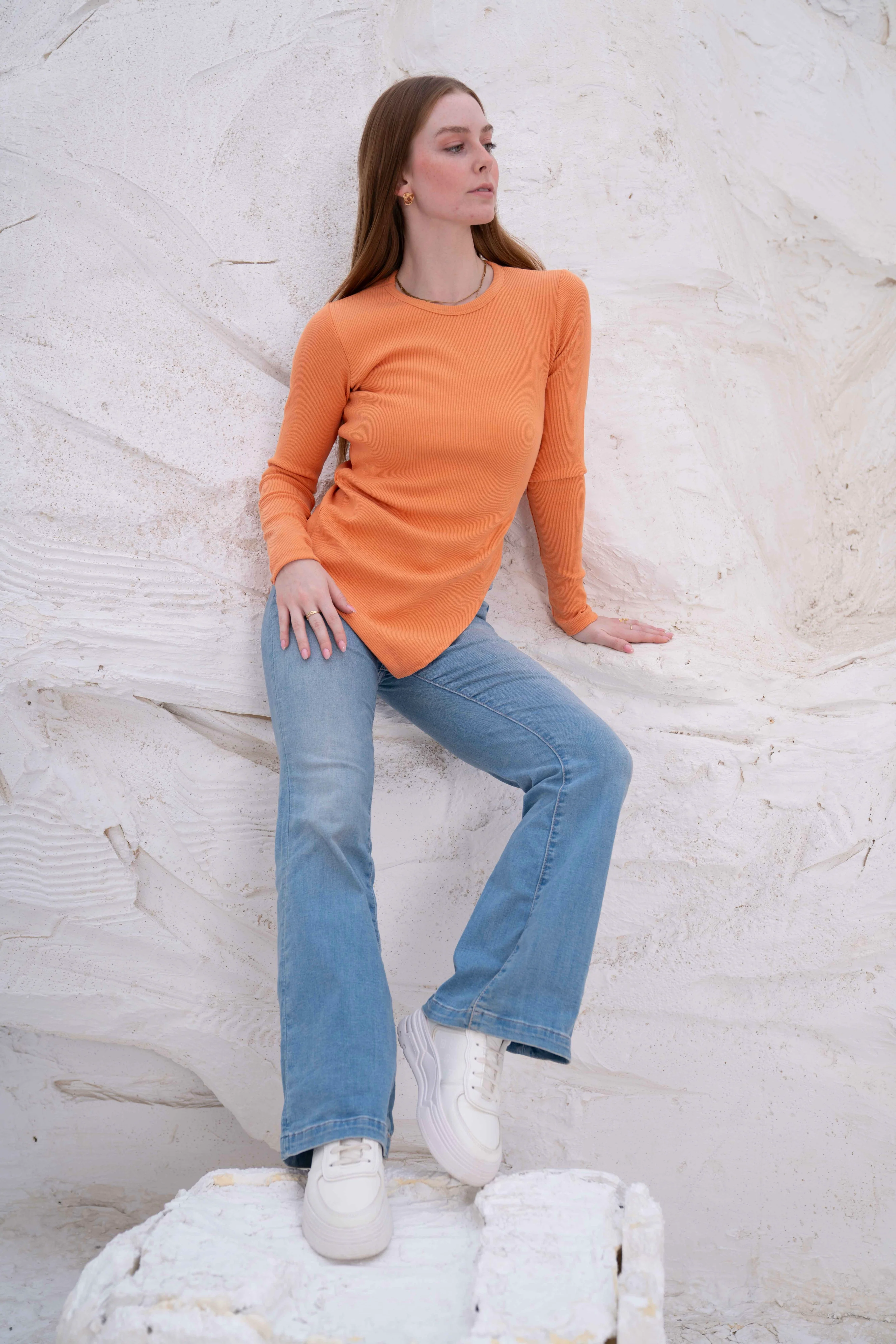 Gumus LongSleeve V Cut Pure Cotton Top - Image 8