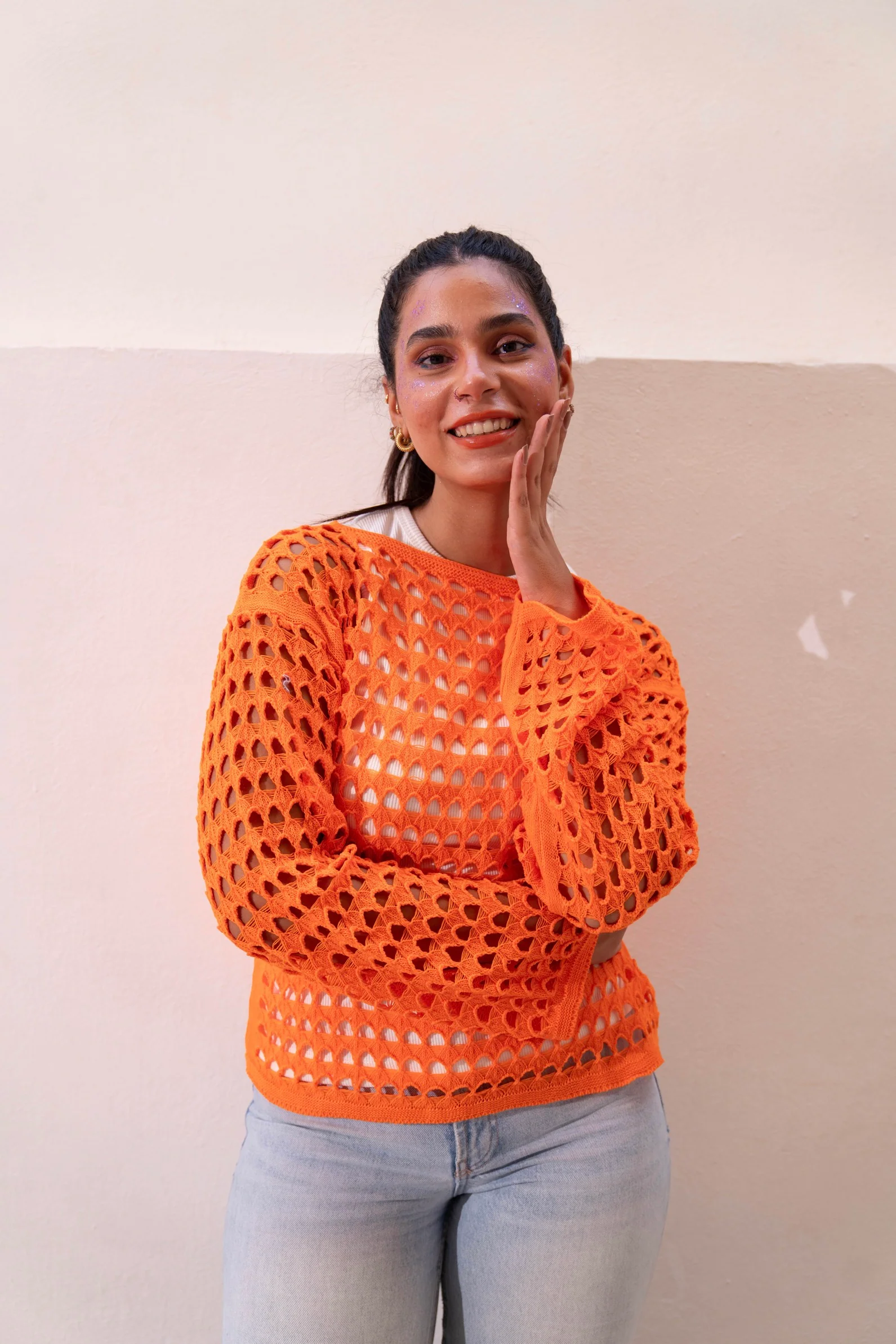 Gumus Orange Mesh Blouse - Image 4