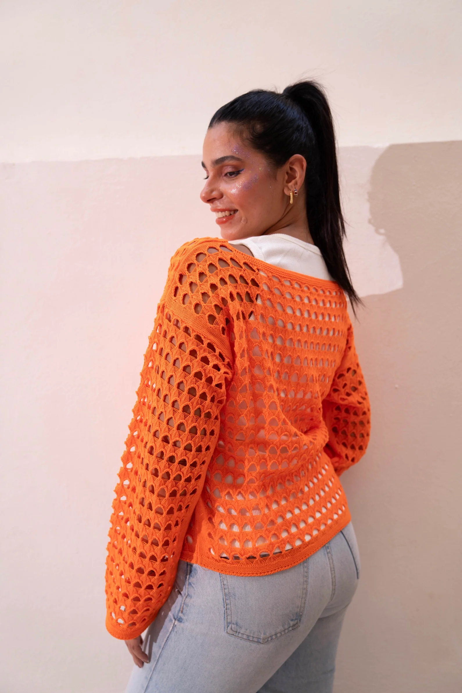 Gumus Orange Mesh Blouse - Image 5
