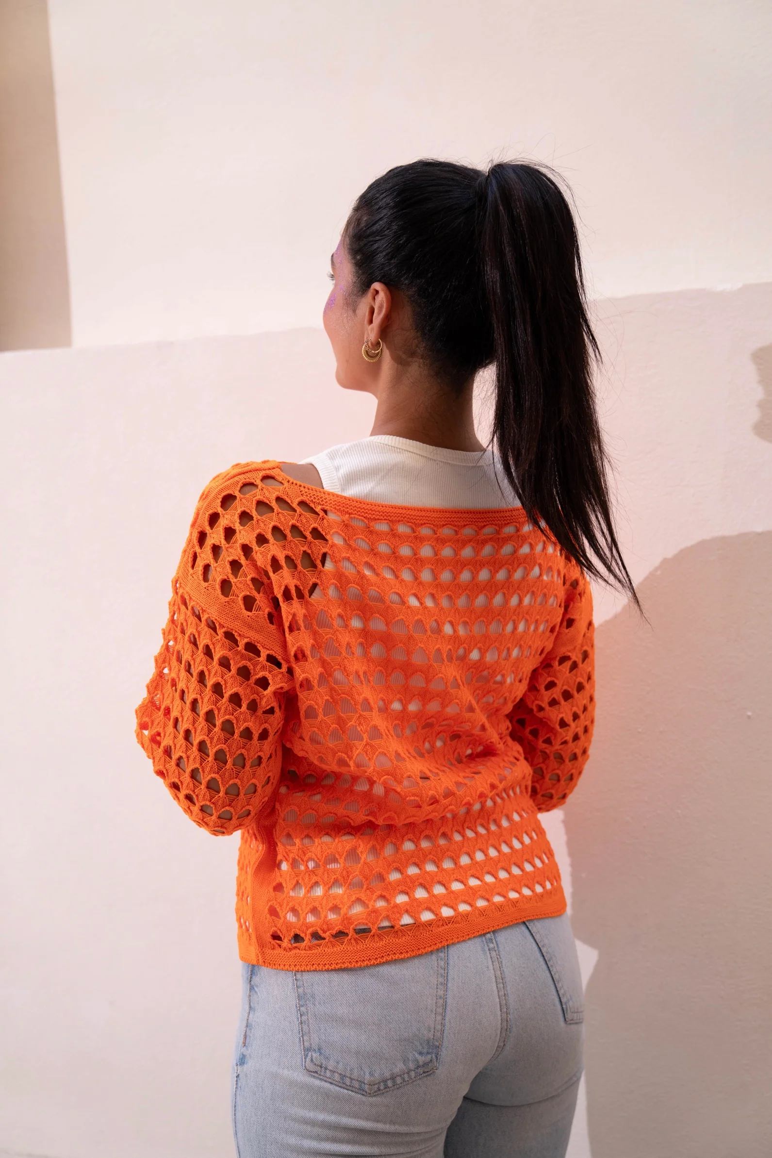 Gumus Orange Mesh Blouse - Image 6