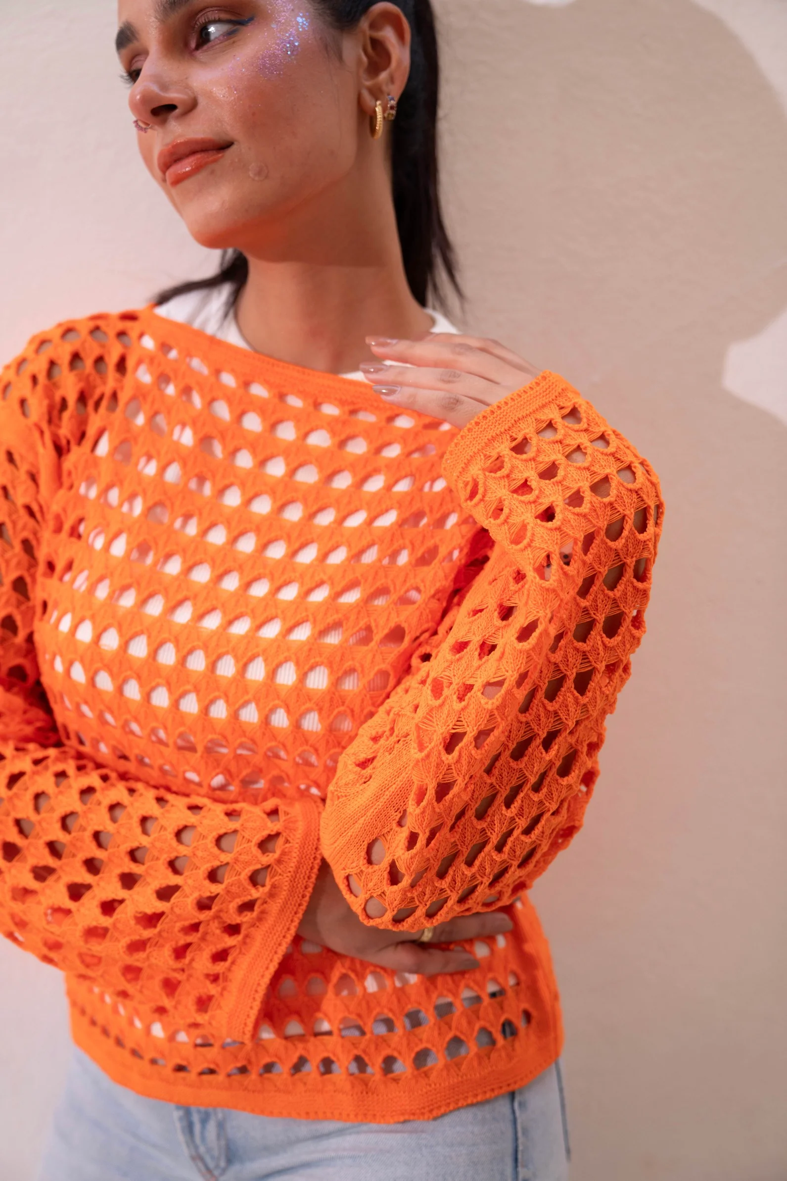 Gumus Orange Mesh Blouse - Image 7