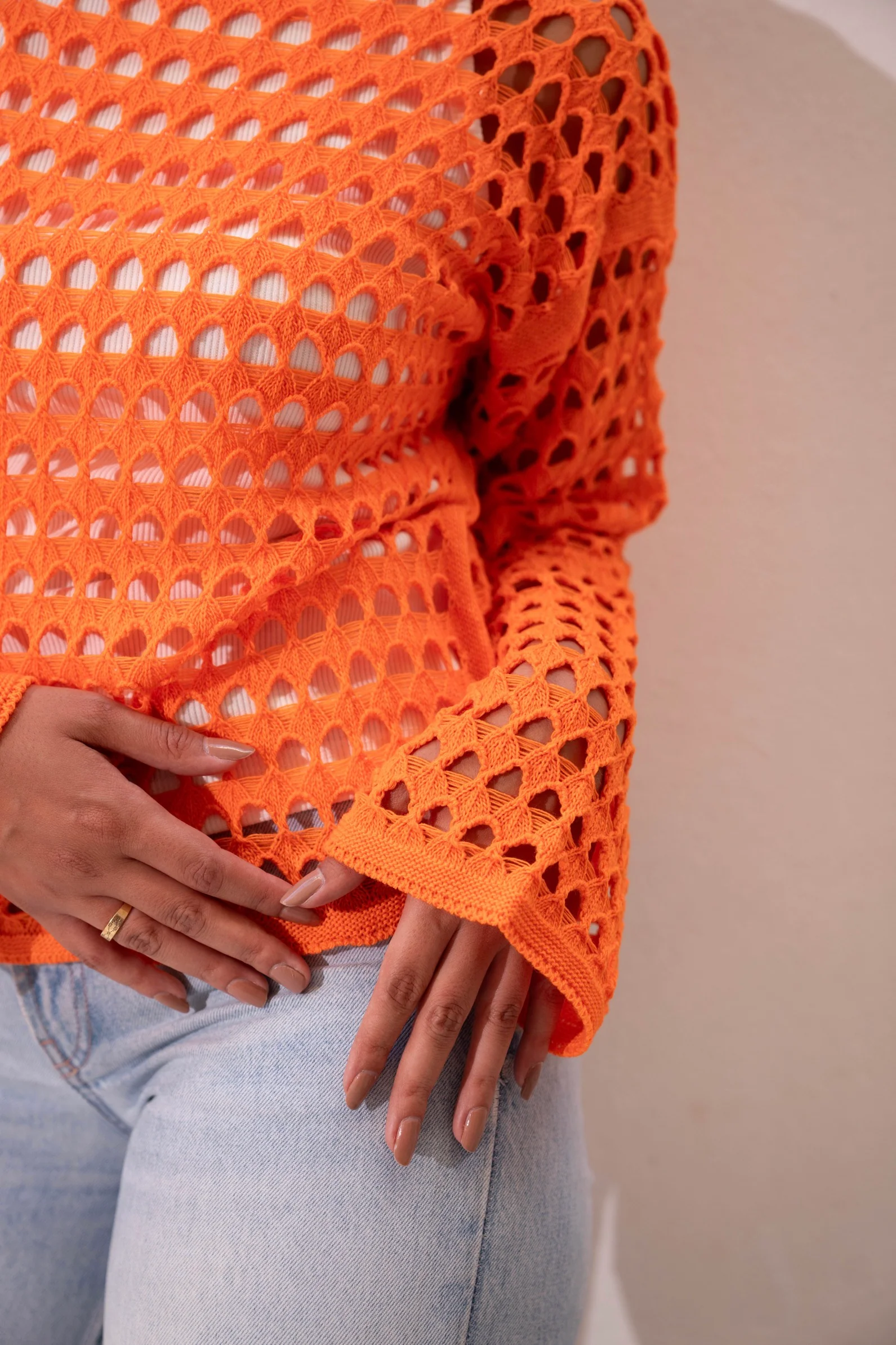 Gumus Orange Mesh Blouse - Image 9