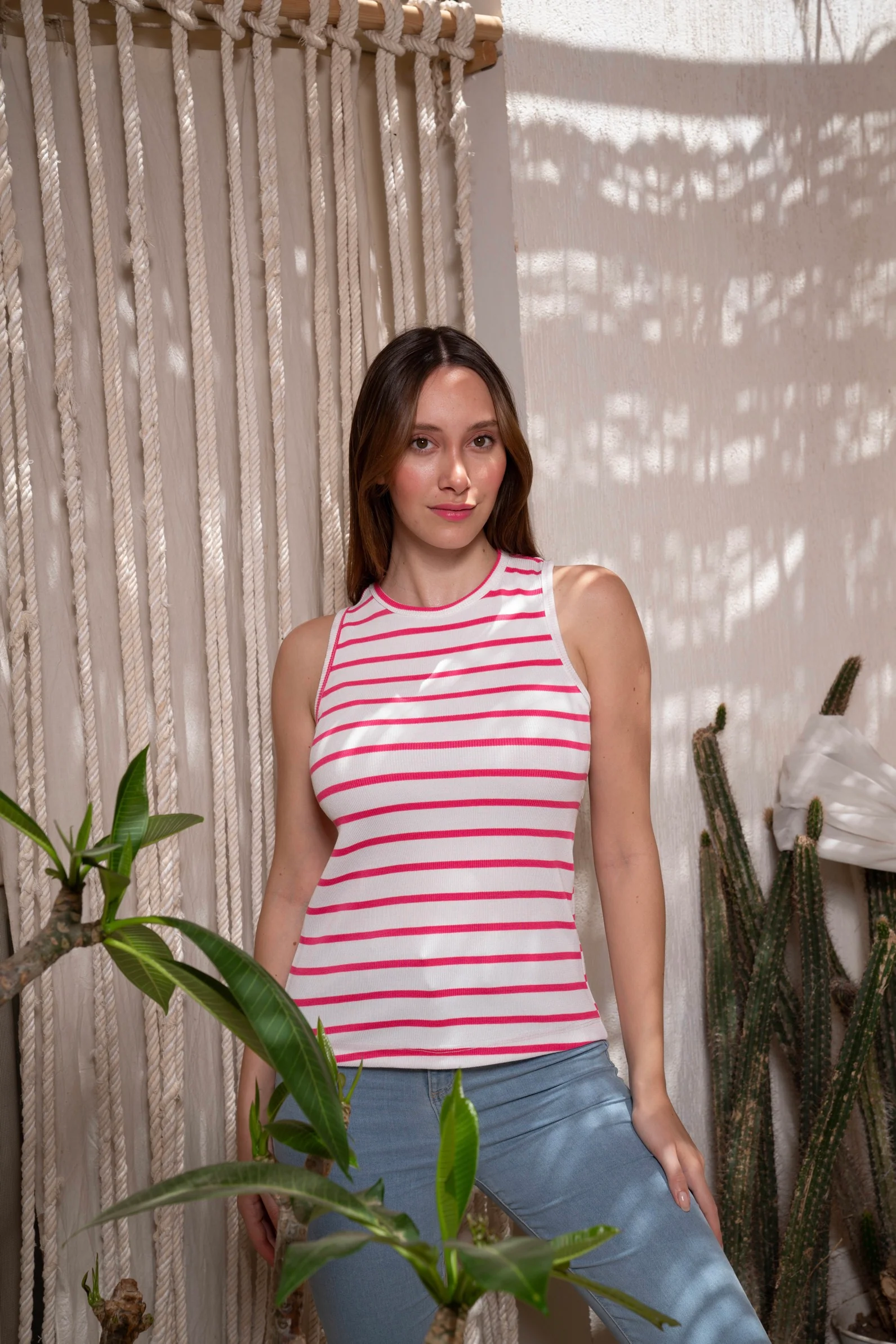 Gumus Pink Striped Sleeveless Top - Image 3