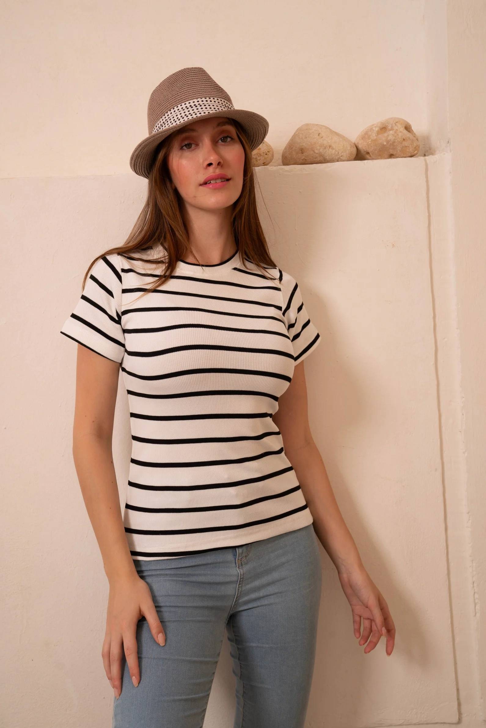 Gumus White Striped Short Sleeve Top - Image 5