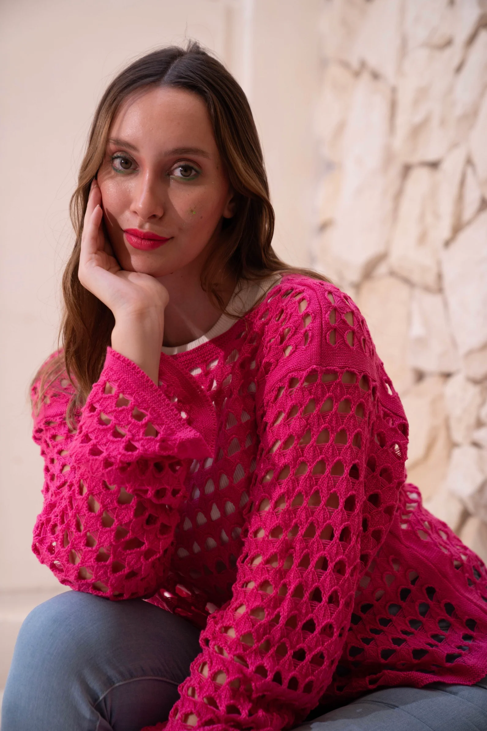 Gumus fuchia Mesh Blouse - Image 10