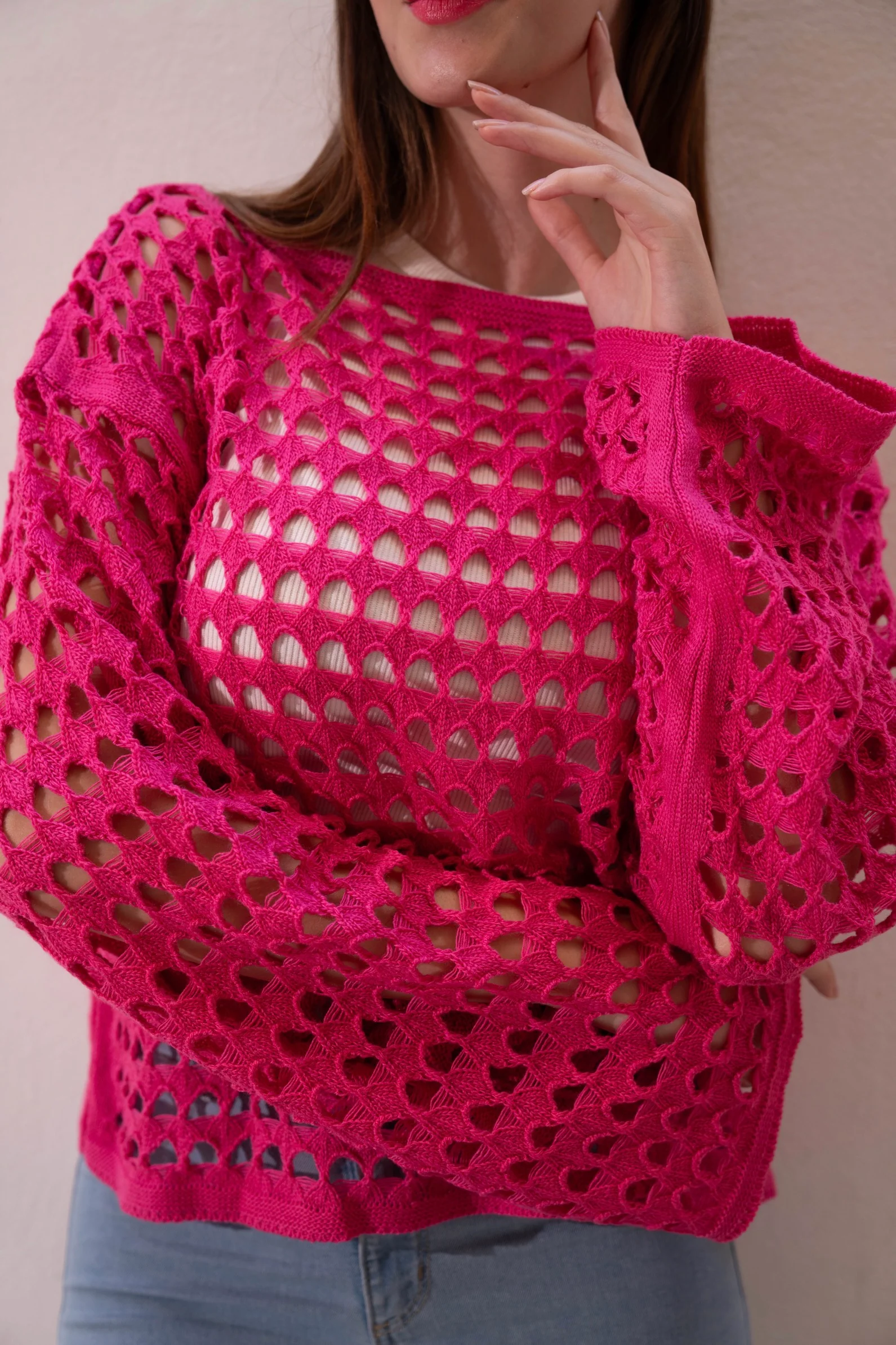 Gumus fuchia Mesh Blouse - Image 4