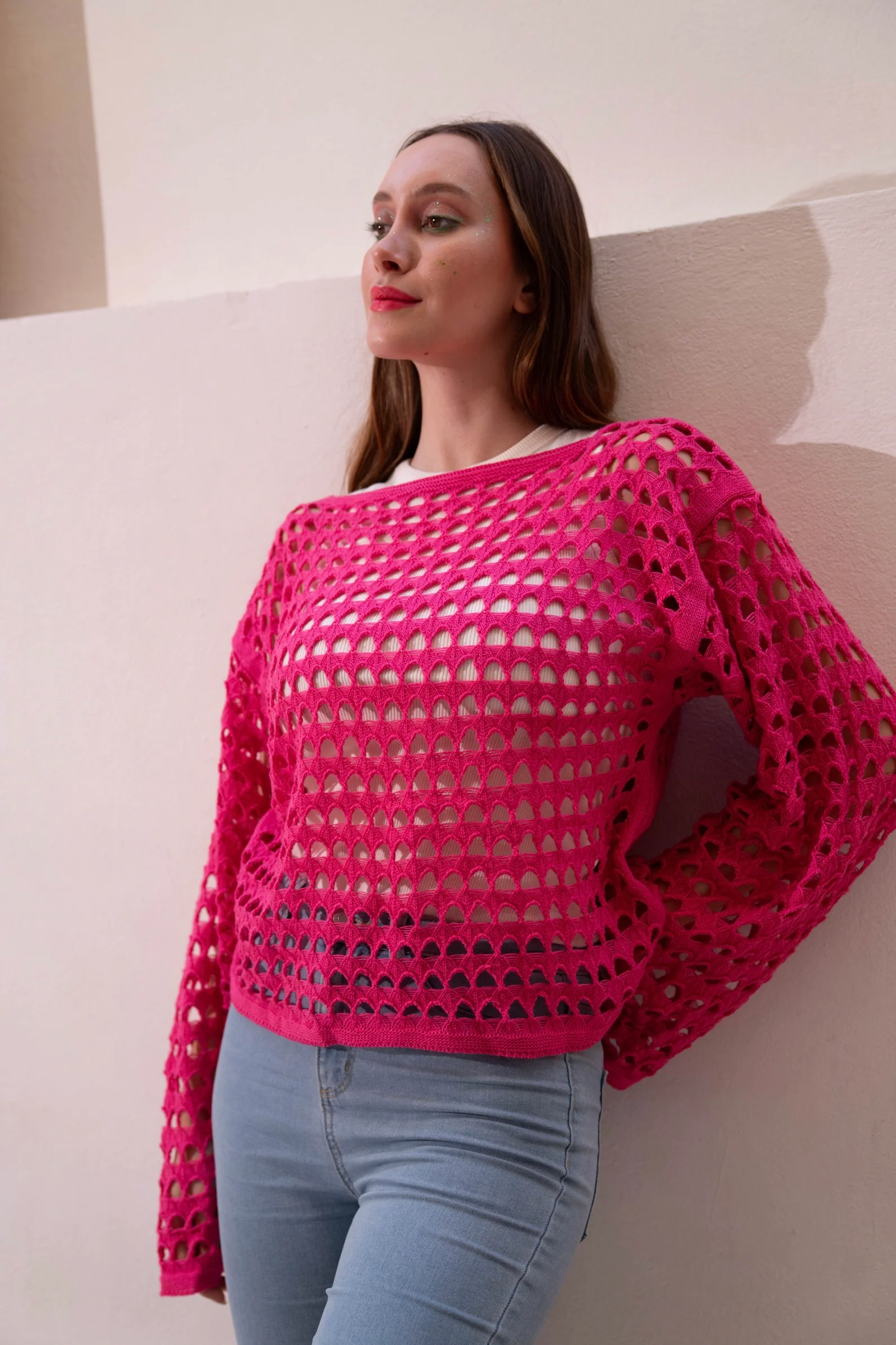 Gumus fuchia Mesh Blouse - Image 6