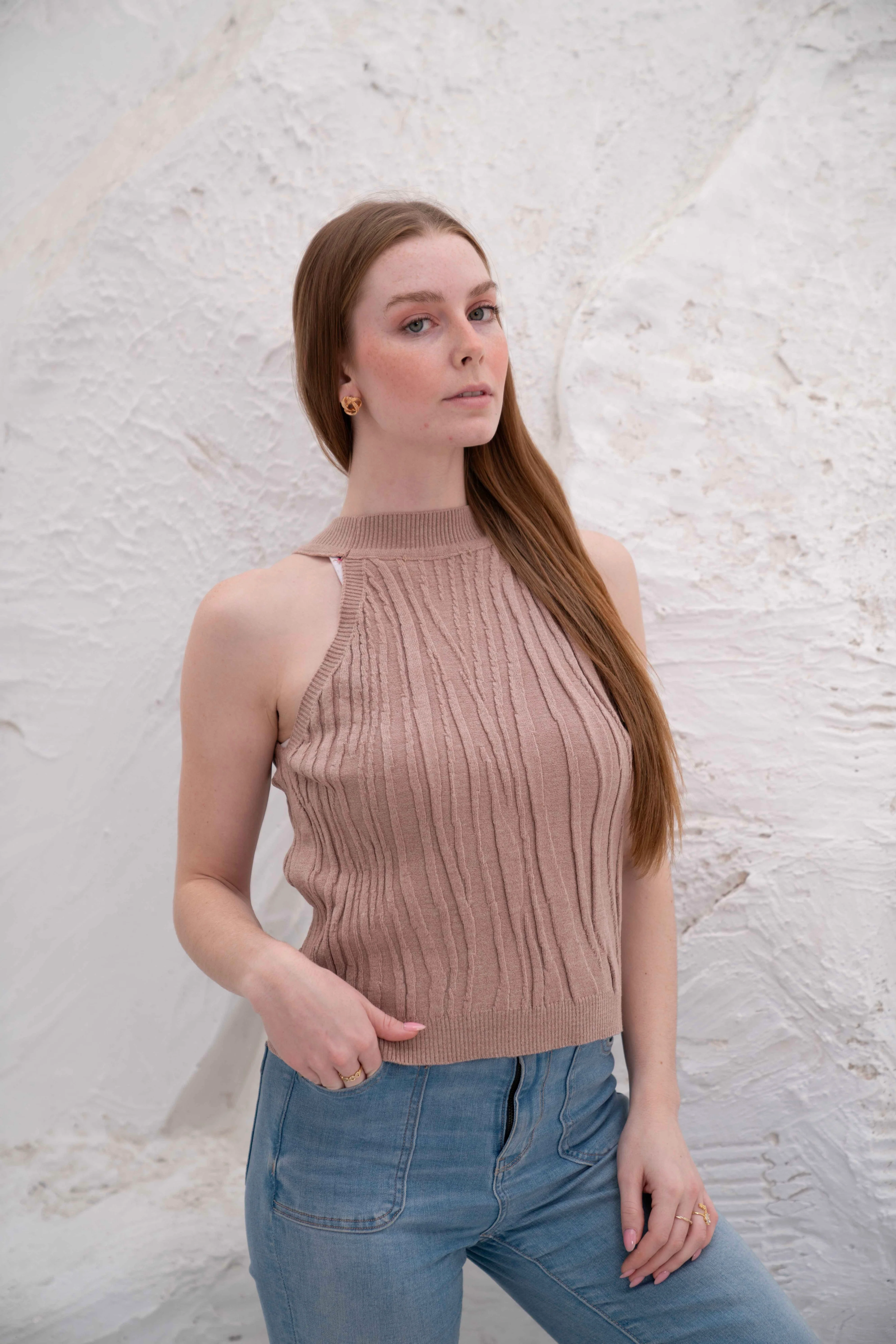 Gumus Sleeveless Ribbed Halter Top - Image 33